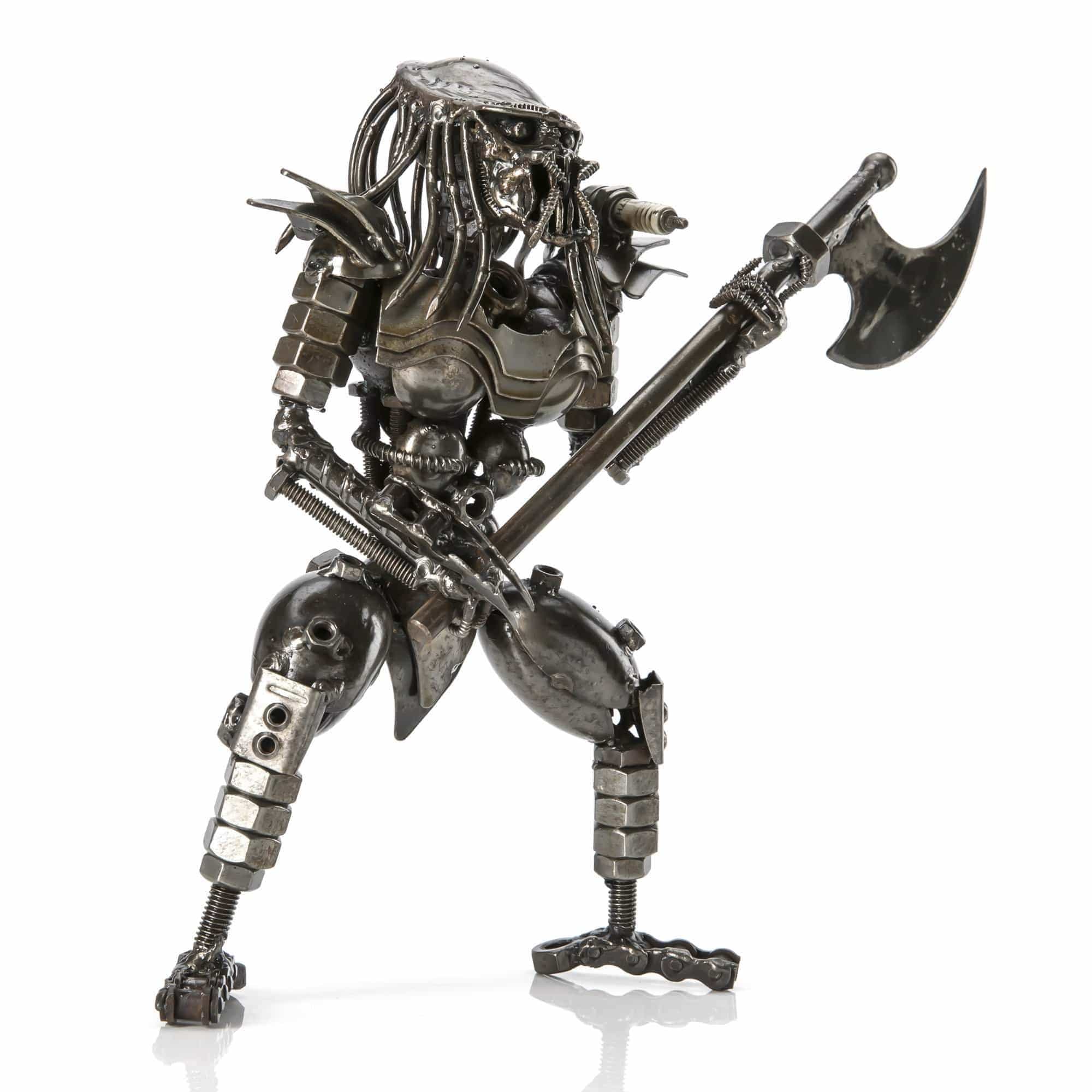 KALIFANO Recycled Metal Art Predator with Battle Axe Inspired Recycled Metal Sculpture RMS-700PB-N