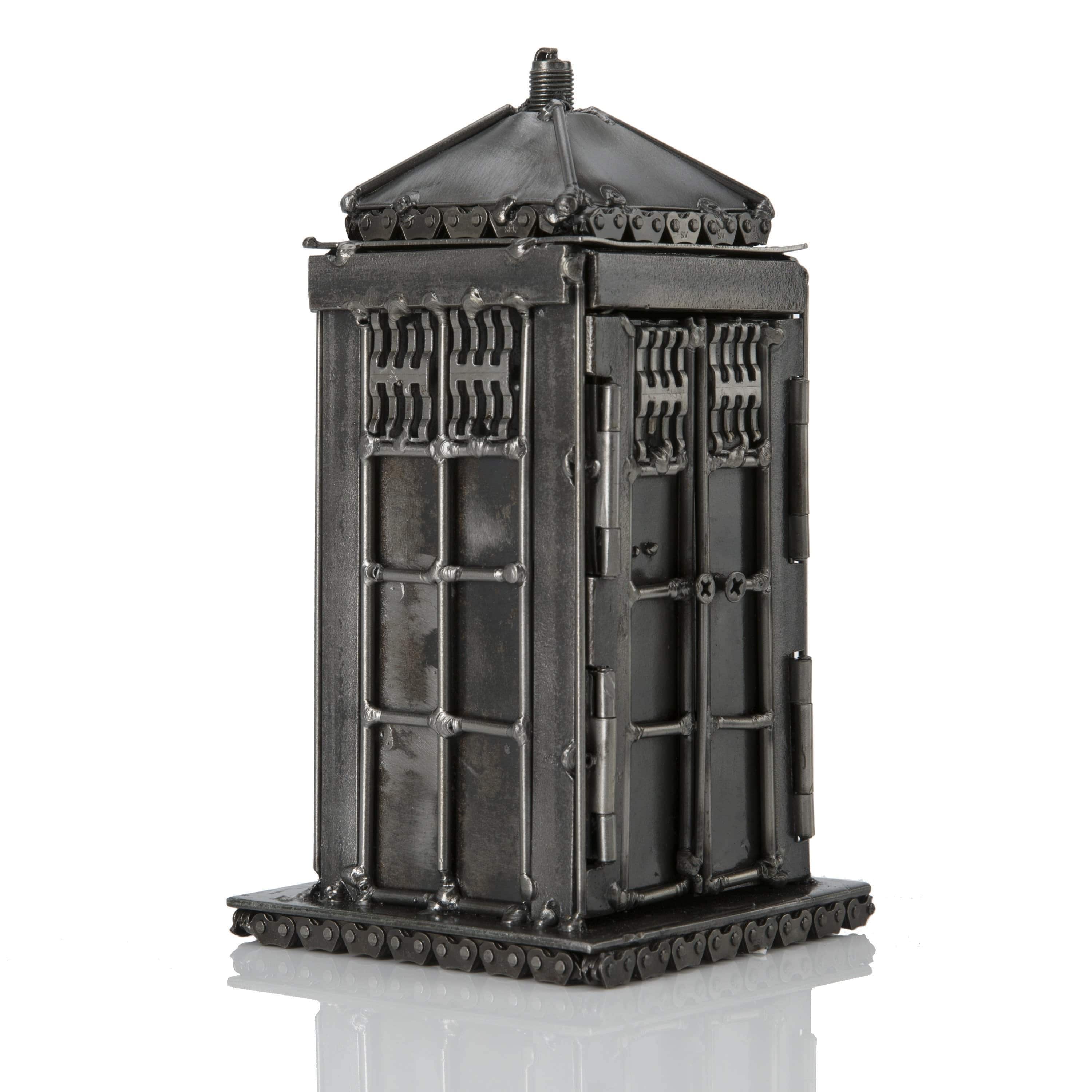 Kalifano Recycled Metal Art Tardis Box Inspired Recycled Metal Sculpture RMS-600TB-N