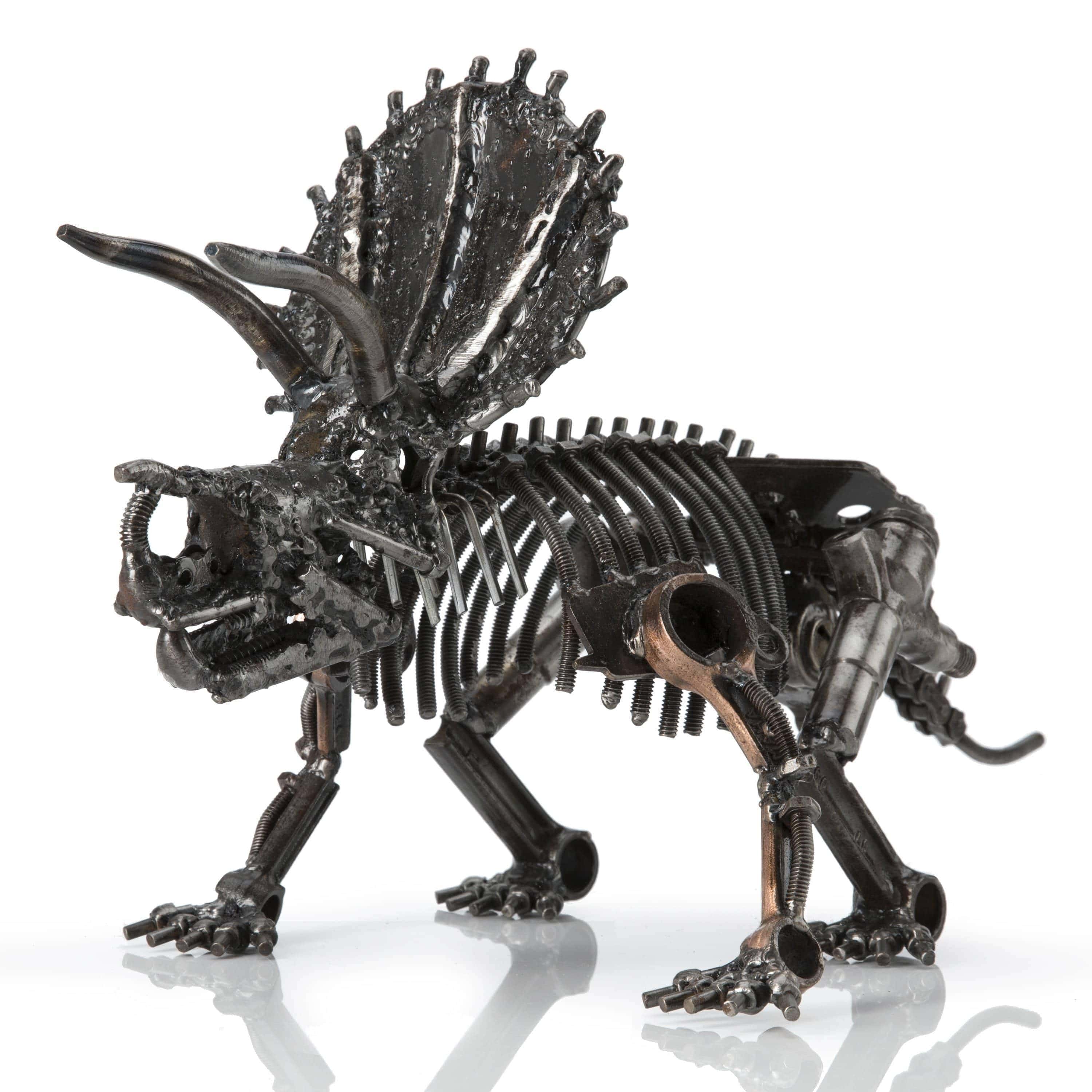 Kalifano Recycled Metal Art Triceratops Skeleton Inspired Recycled Metal Sculpture RMS-1500TS-N