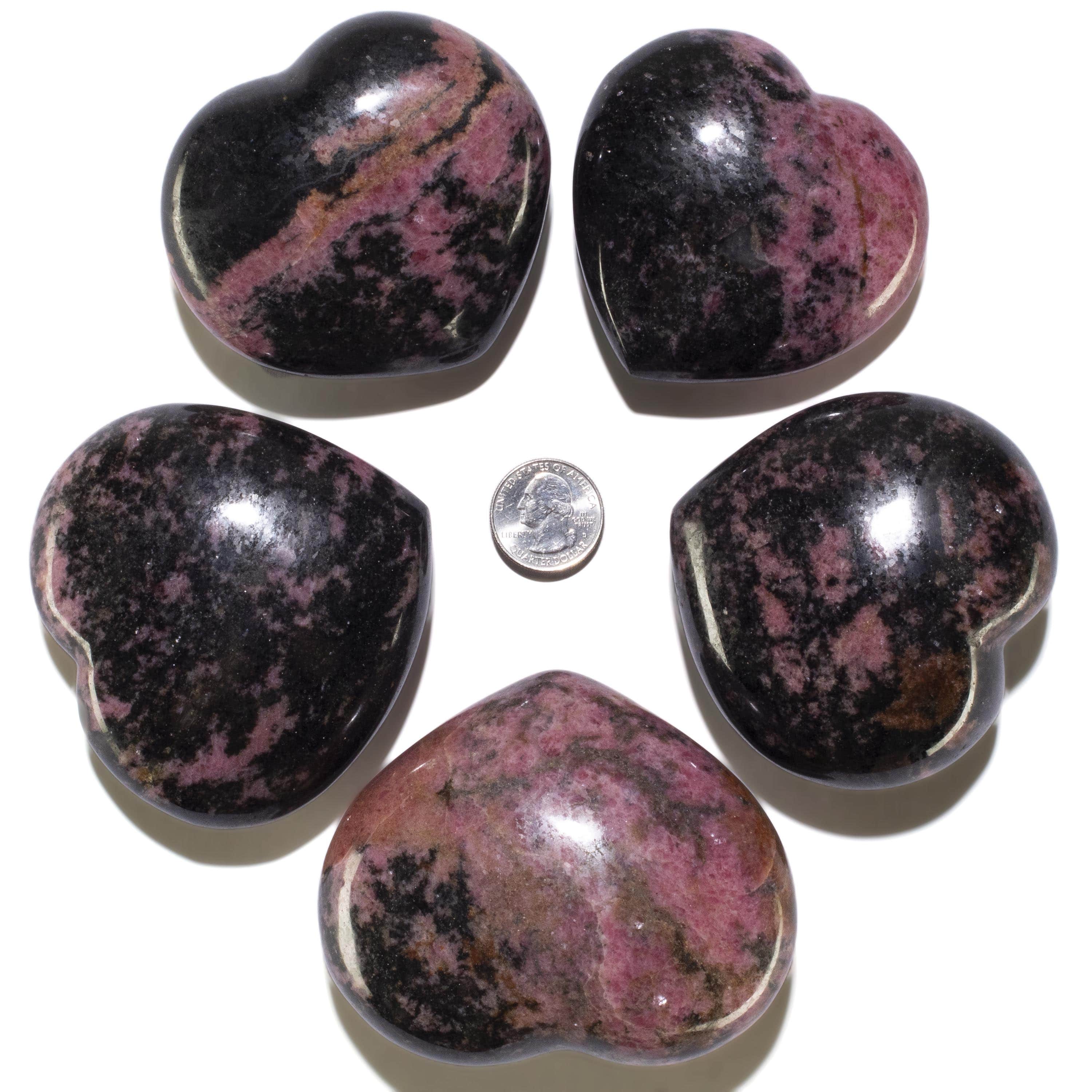 KALIFANO Rhodonite Rhodonite Gemstone Heart Carving 500g / 3.5in. GH400-RD
