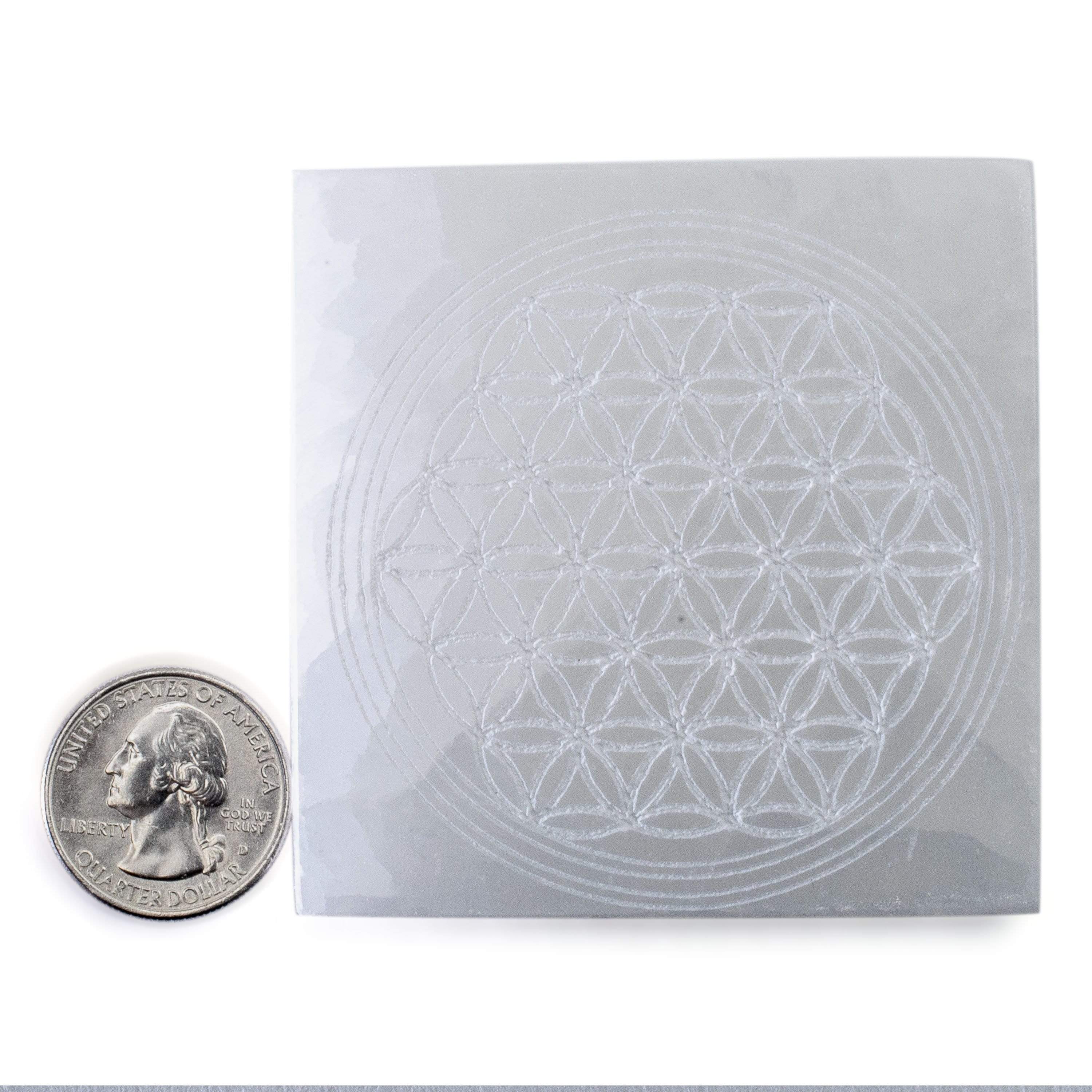 Kalifano Selenite Geometric Selenite Crystal Charging Plate SCP7-G