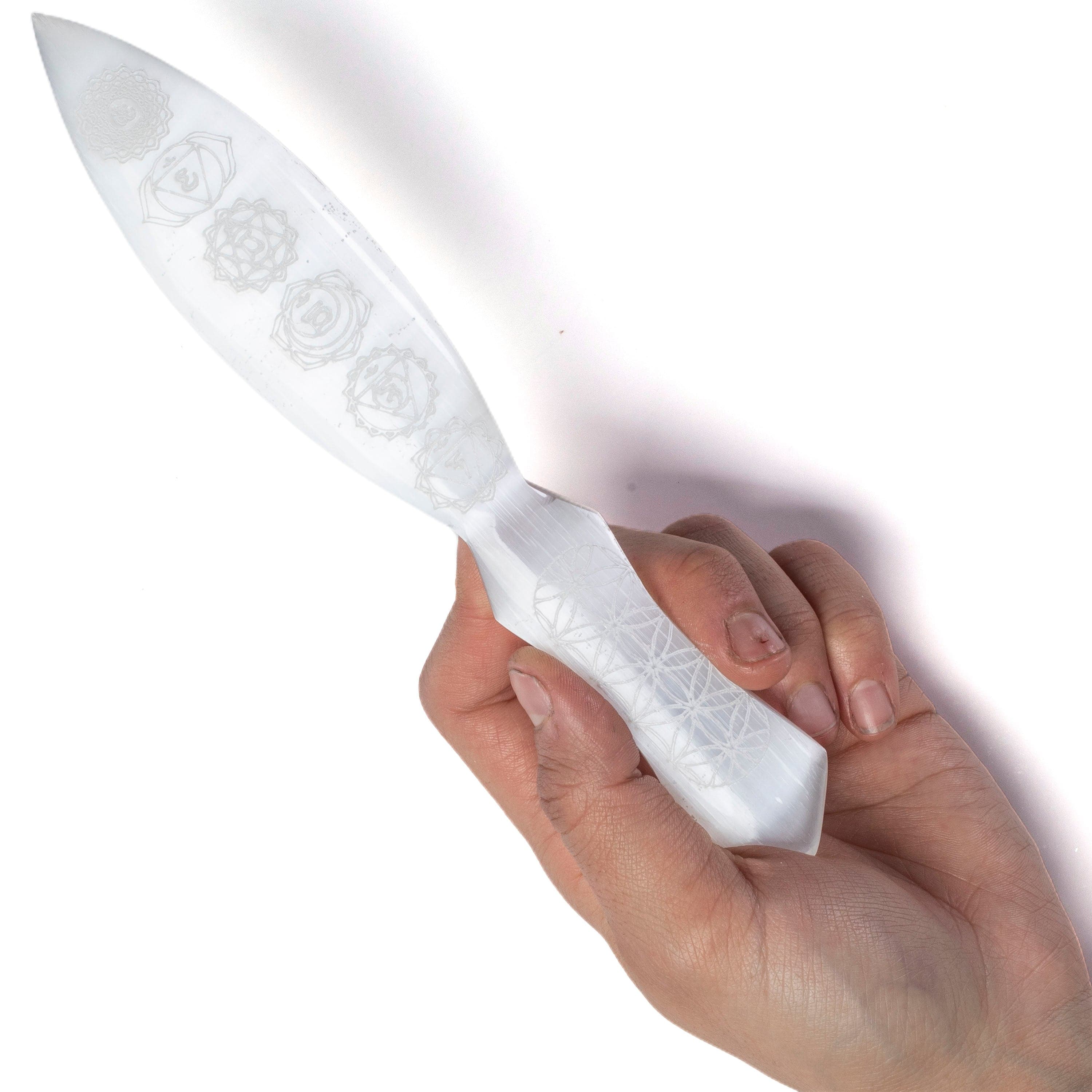 KALIFANO Selenite Selenite Chakra Sword - 8 in SD60-SC