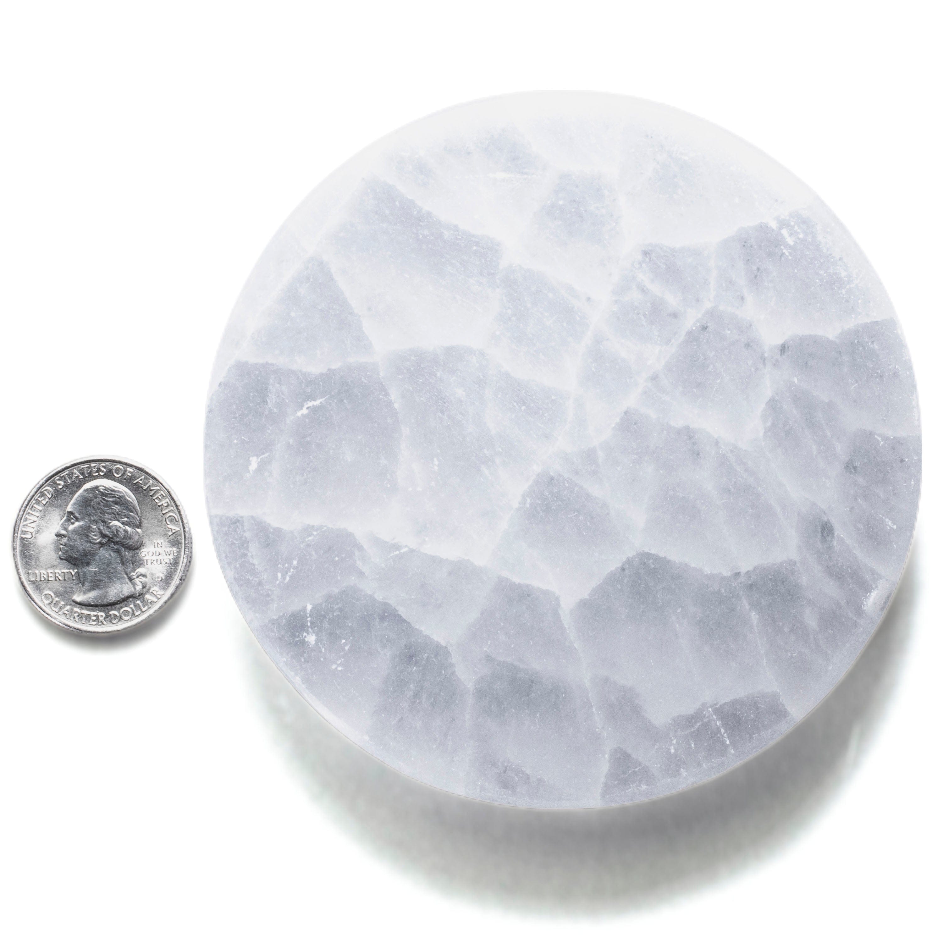 KALIFANO Selenite Selenite Crystal Charging Plate - 3.5 in SCP30