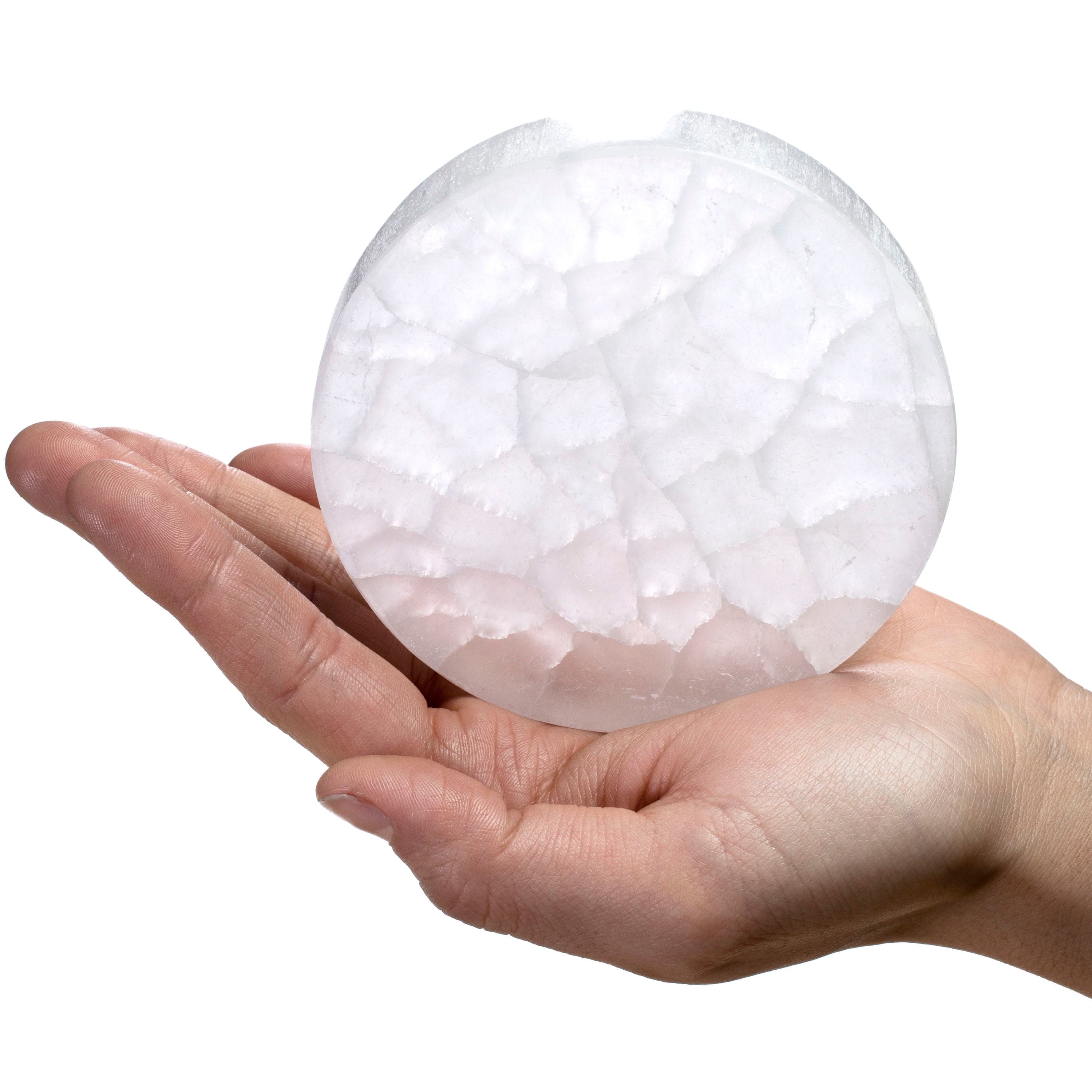 KALIFANO Selenite Selenite Crystal Charging Plate - 3.5 in SCP30