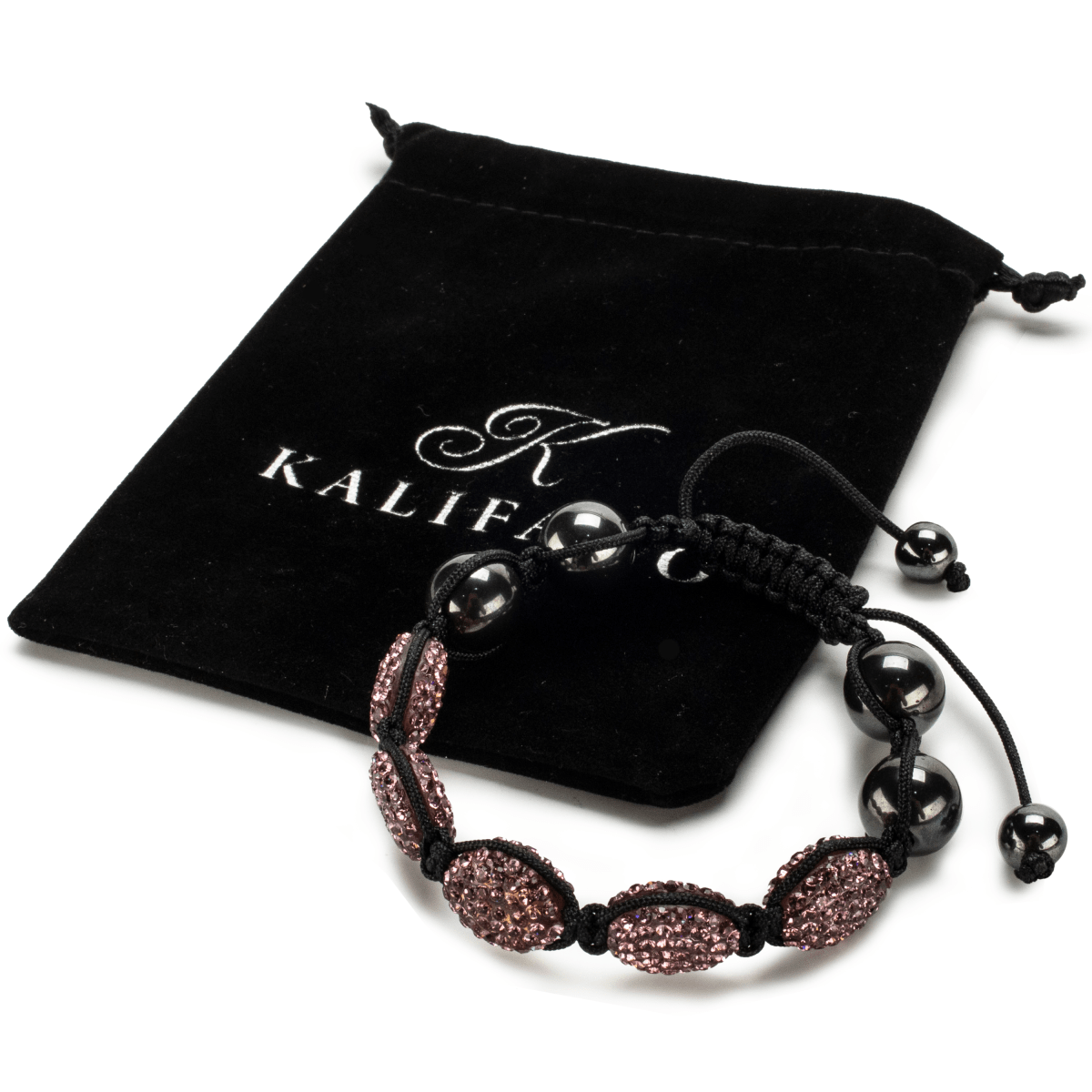 Kalifano Shamballa Bracelets Amethyst Crystal Oval Shamballa Bracelet SBOV-AM