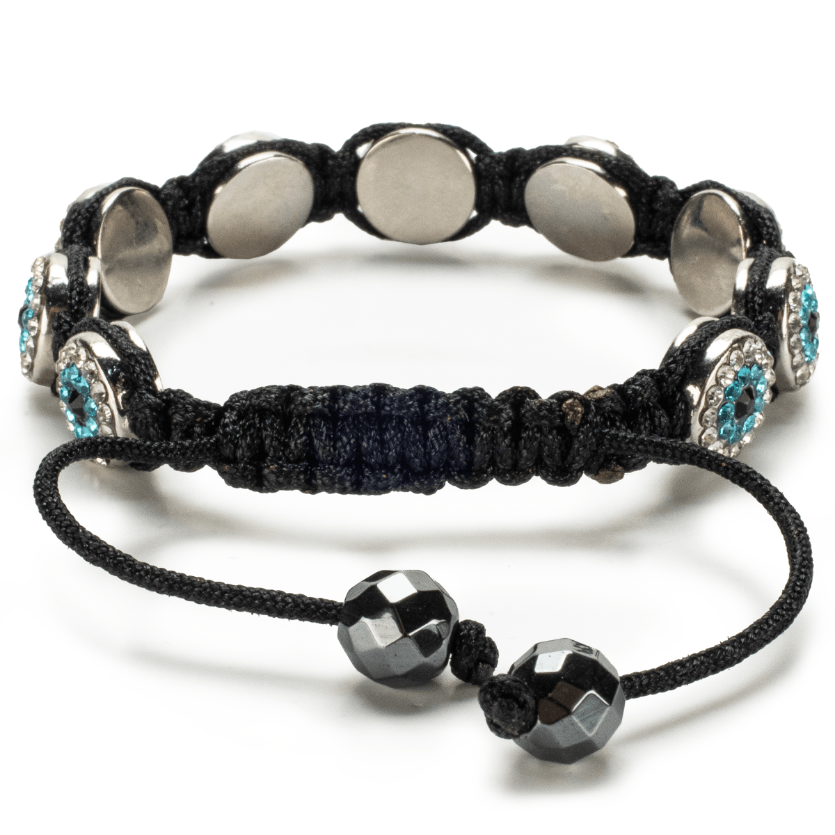 Kalifano Shamballa Bracelets Aquamarine Crystal Evil Eye Shamballa Bracelet SBMF-A