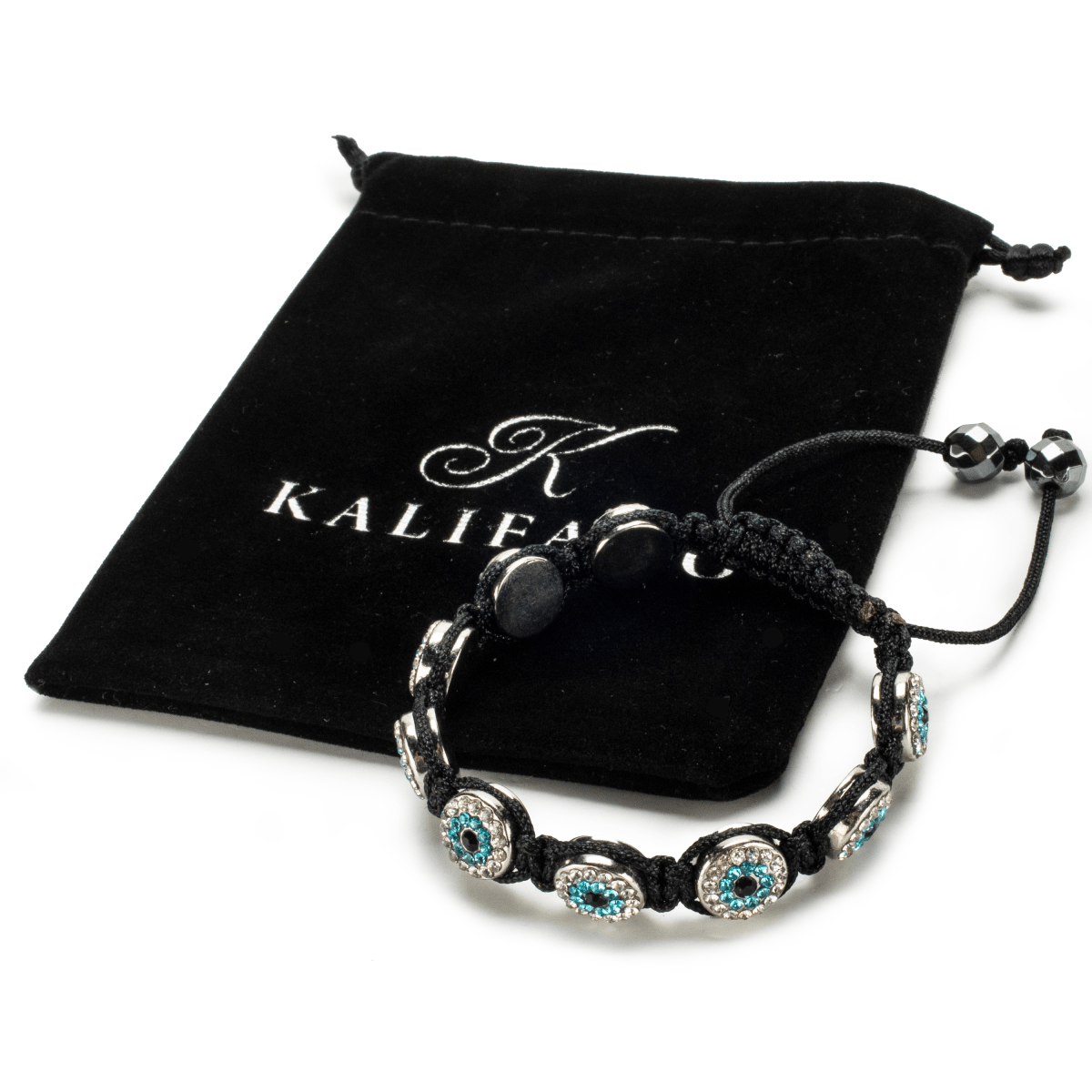 Kalifano Shamballa Bracelets Aquamarine Crystal Evil Eye Shamballa Bracelet SBMF-A
