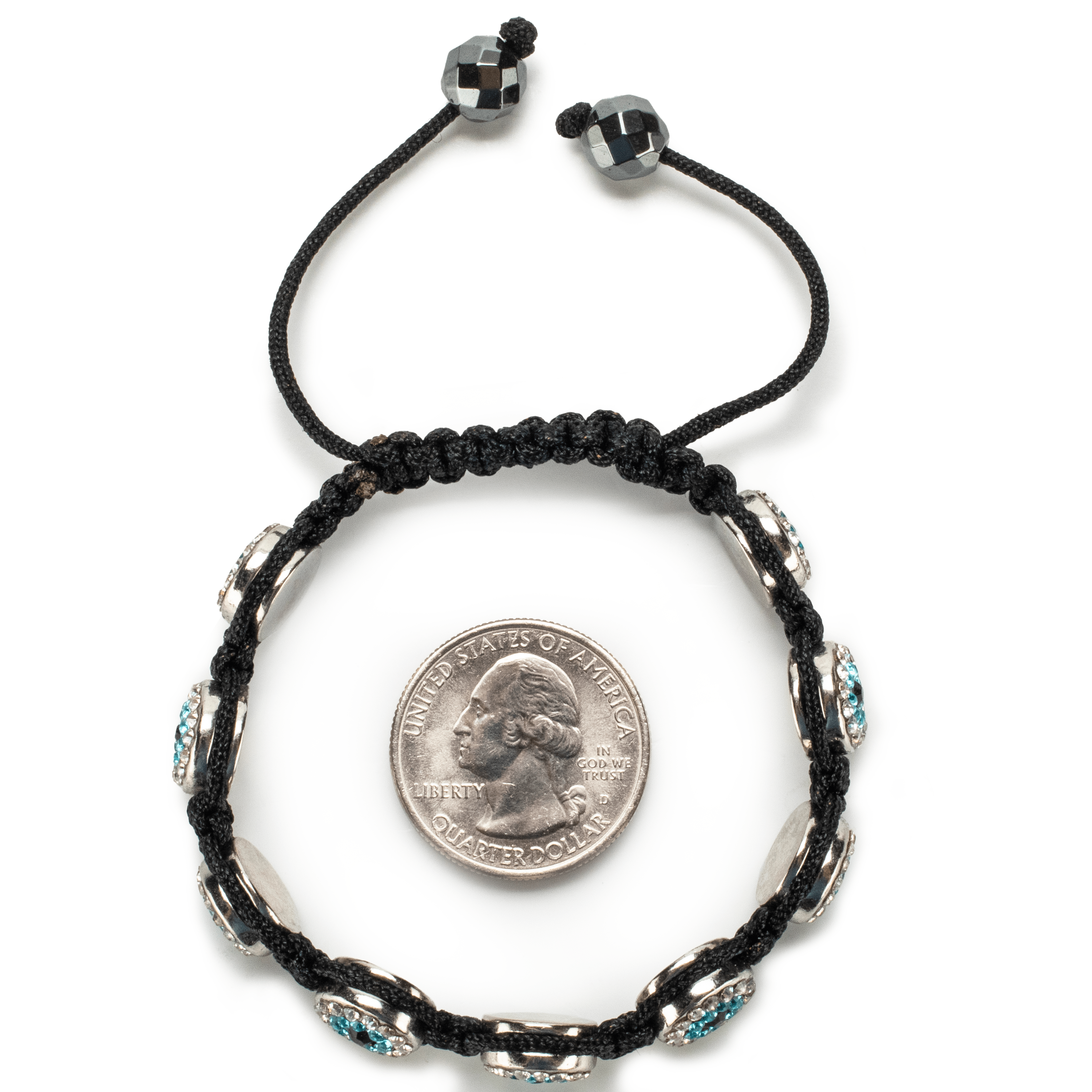 Kalifano Shamballa Bracelets Aquamarine Crystal Evil Eye Shamballa Bracelet SBMF-A