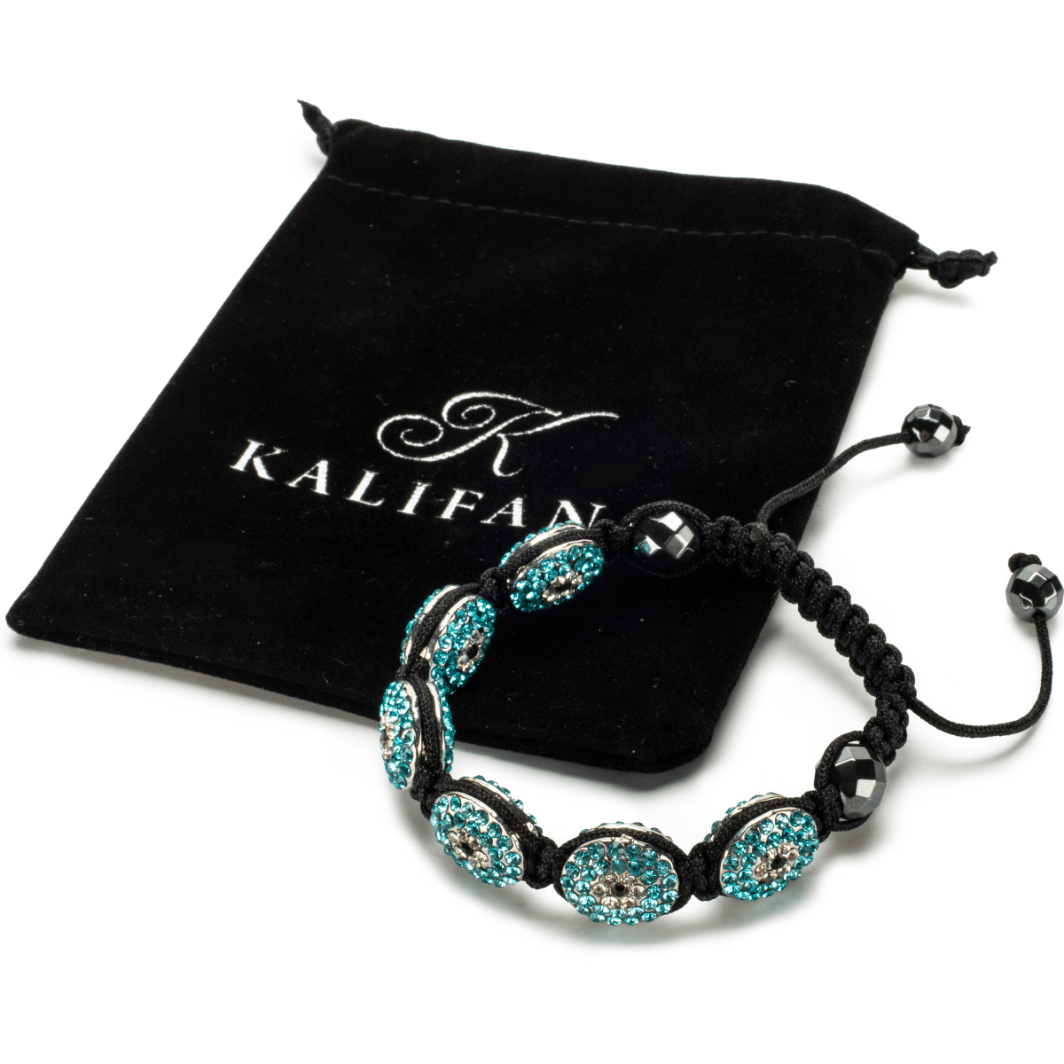 Kalifano Shamballa Bracelets Aquamarine Crystal Oval Shamballa Bracelet SBOV-EE-A