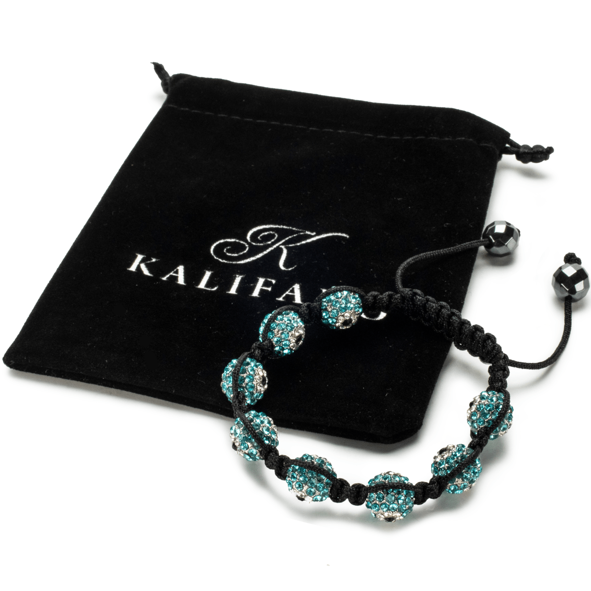 Kalifano Shamballa Bracelets Aquamarine Shamballa Evil Eye Crystal Bracelet SB-EE-11