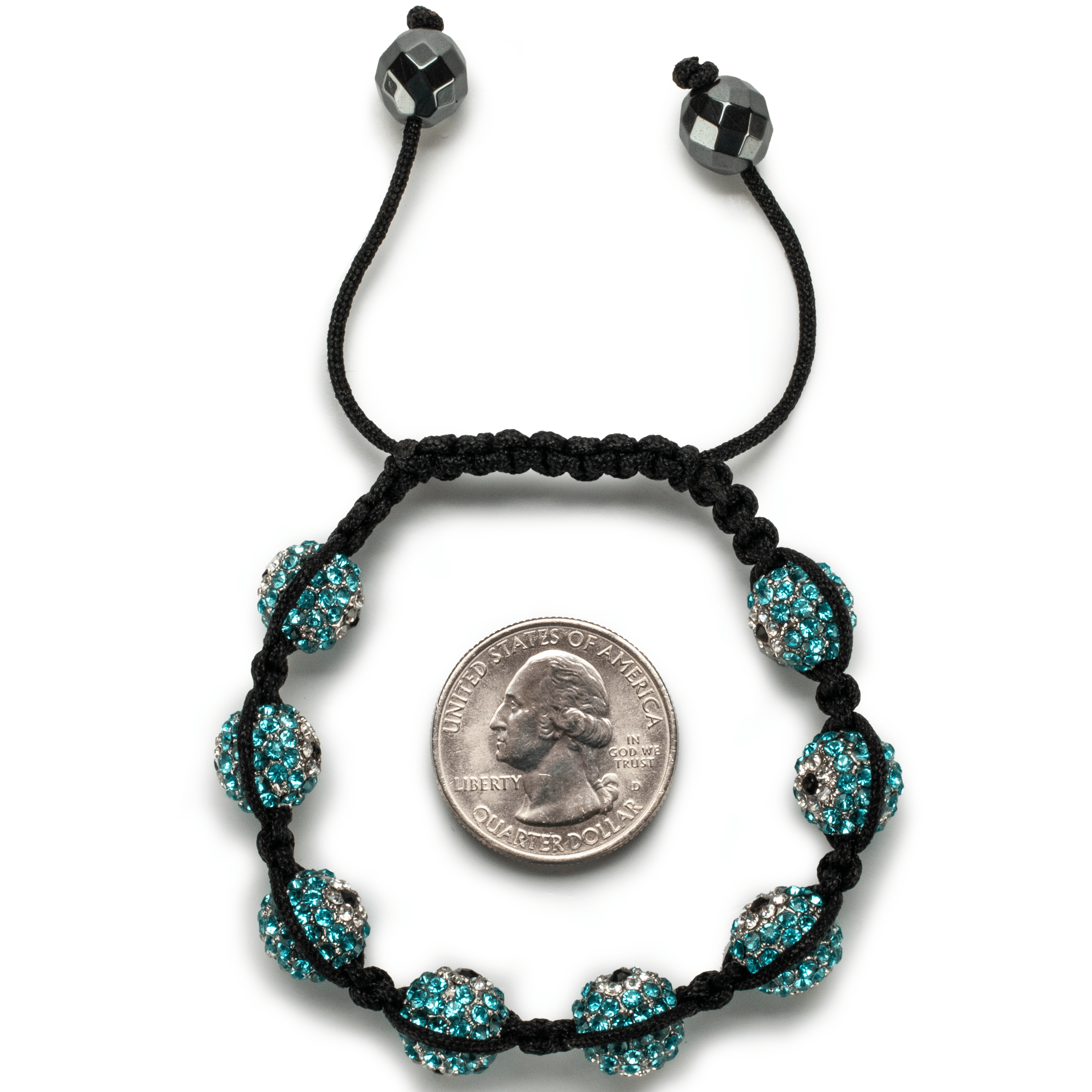 Kalifano Shamballa Bracelets Aquamarine Shamballa Evil Eye Crystal Bracelet SB-EE-11