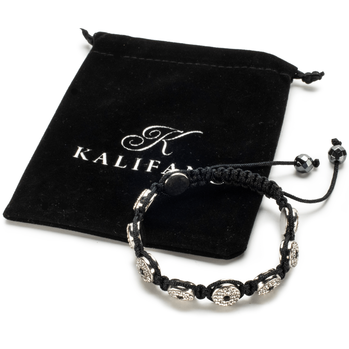 Kalifano Shamballa Bracelets Clear Crystal Evil Eye Shamballa Bracelet SBMF-C
