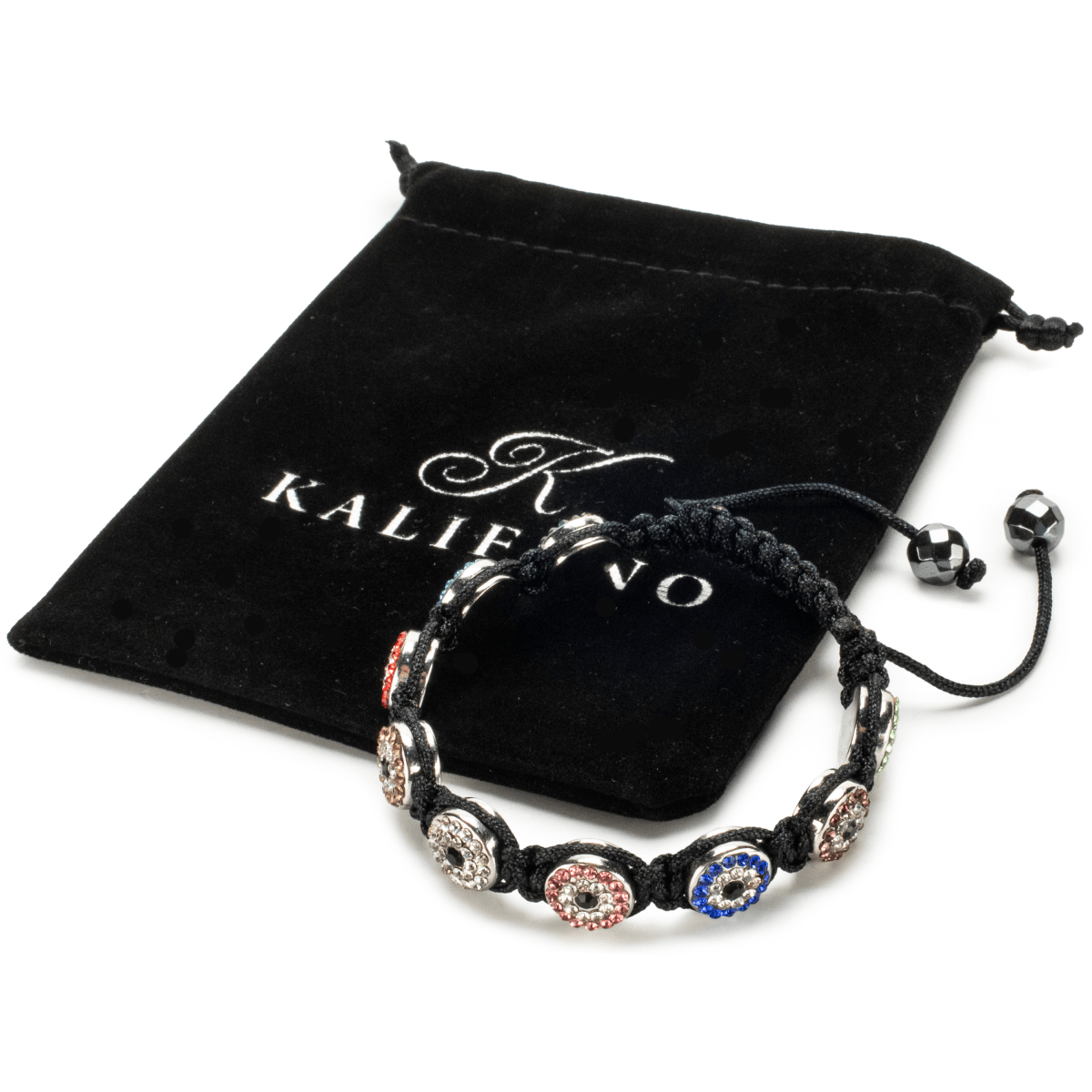 Kalifano Shamballa Bracelets Multi Color Crystal Evil Eye Shamballa Bracelet SBMF-MLT