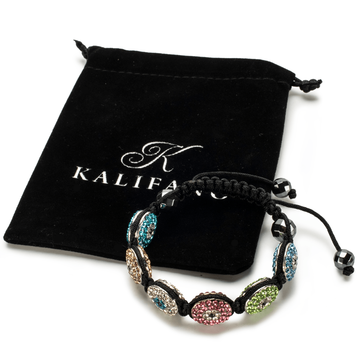 Kalifano Shamballa Bracelets Multi Color Crystal Oval Shamballa Bracelet SBOV-EE-MLT