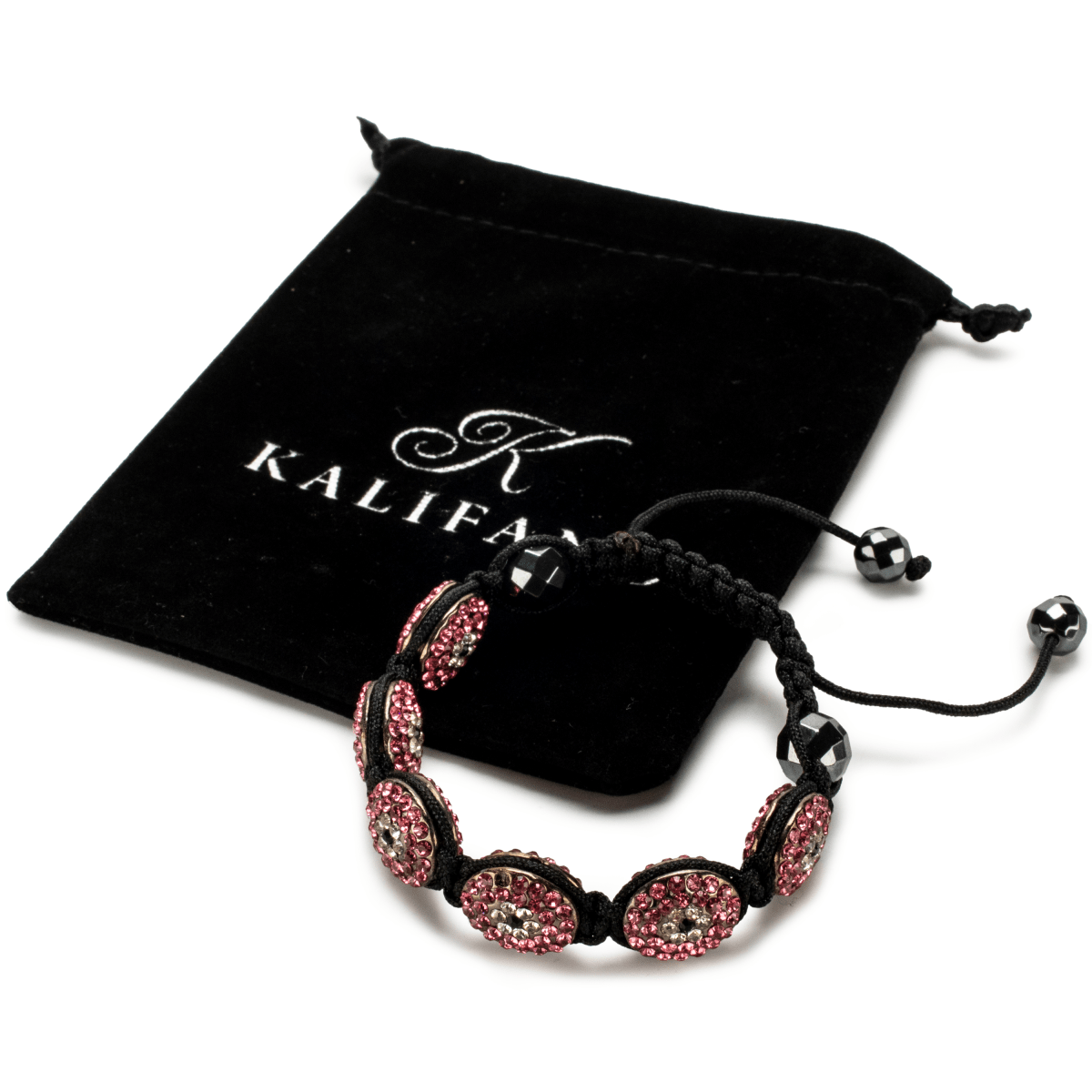 Kalifano Shamballa Bracelets Rose Crystal Oval Shamballa Bracelet SBOV-EE-R