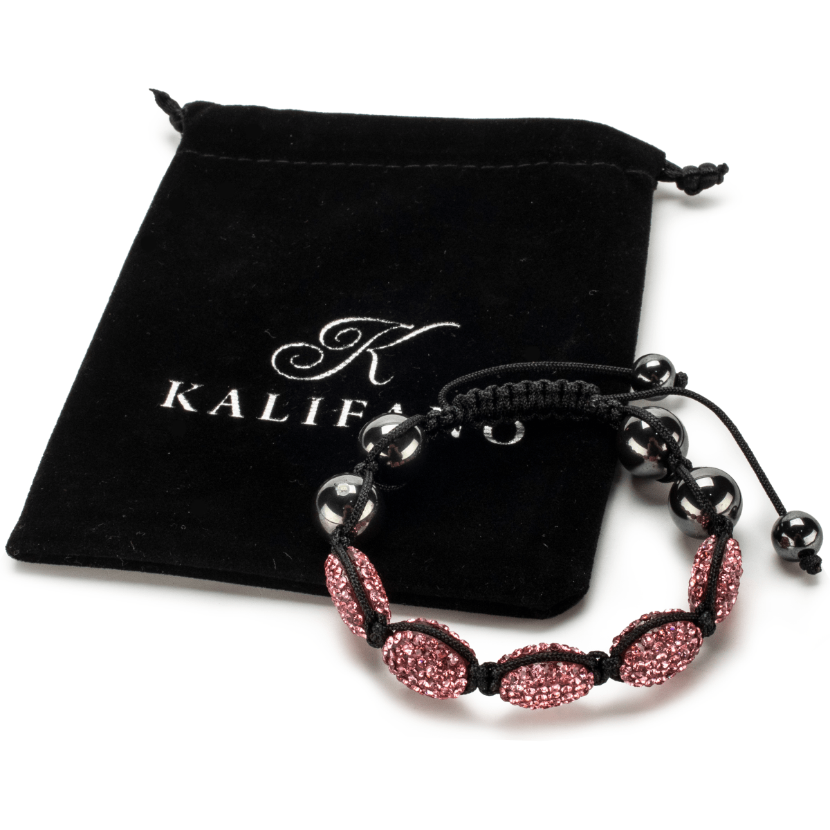 Kalifano Shamballa Bracelets Rose Crystal Oval Shamballa Bracelet SBOV-R