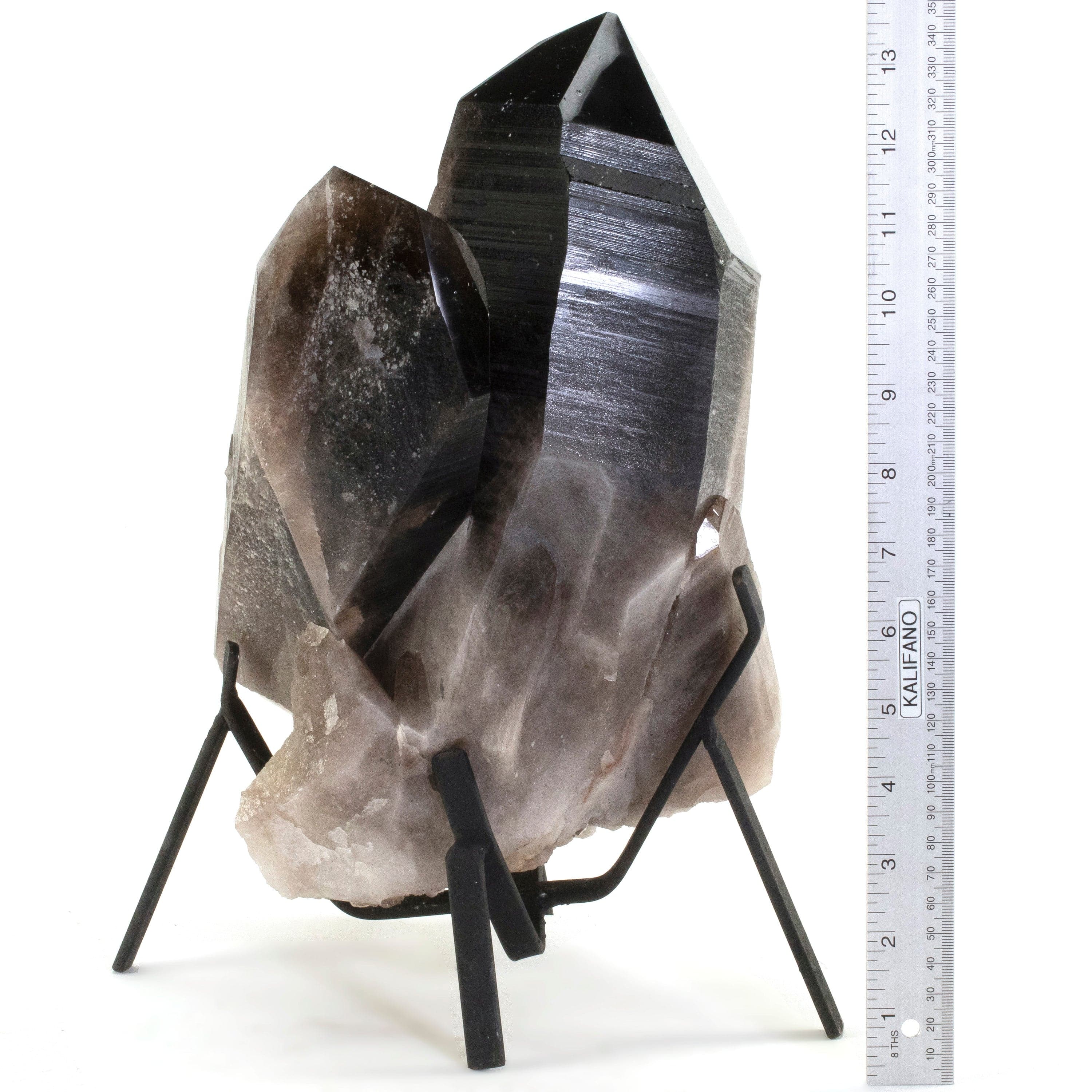 Kalifano Smoky Quartz Smoky Quartz Cluster from Brazil on Custom Stand - 14" / 24 lbs SQ6900.004