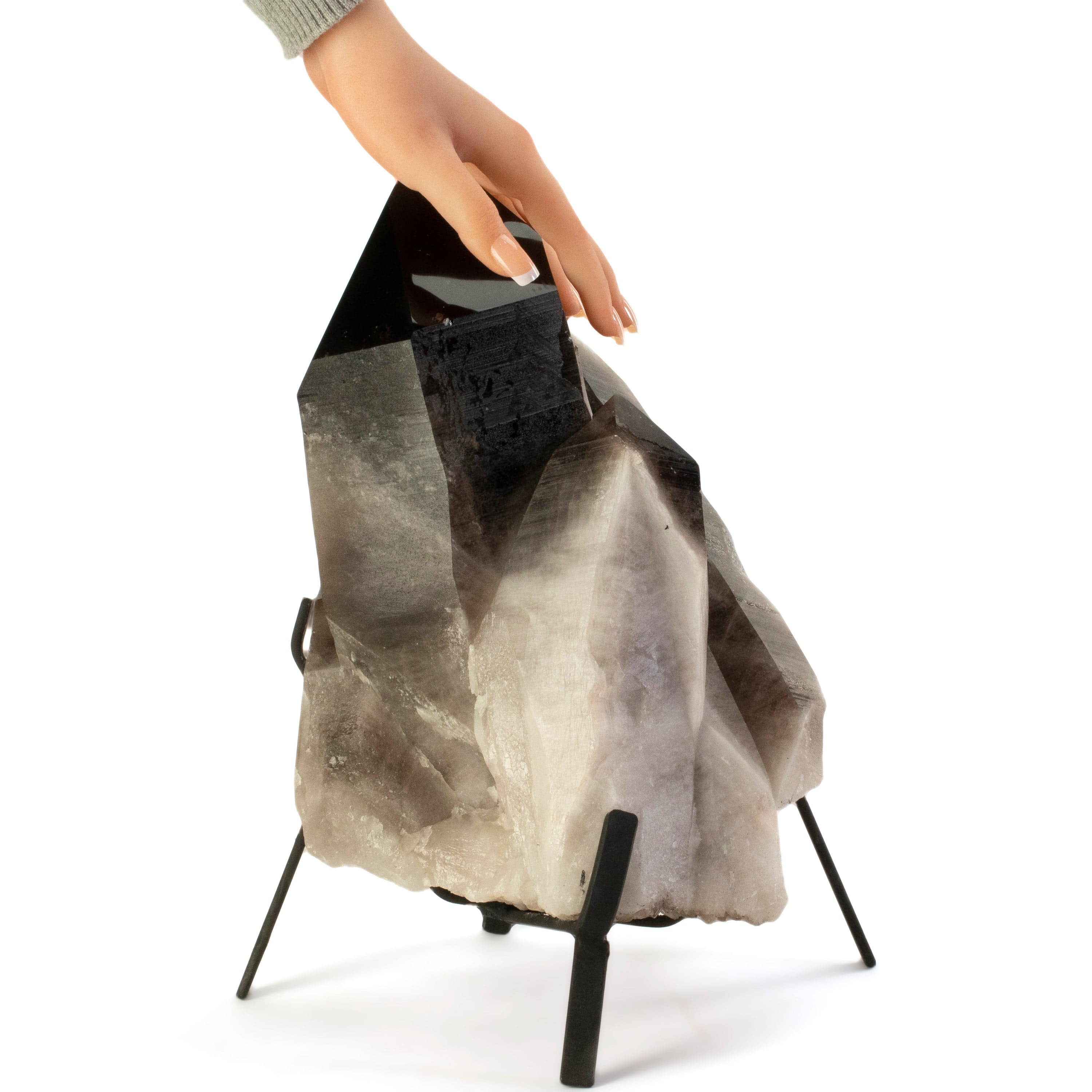 Kalifano Smoky Quartz Smoky Quartz Cluster from Brazil on Custom Stand - 14" / 24 lbs SQ6900.004