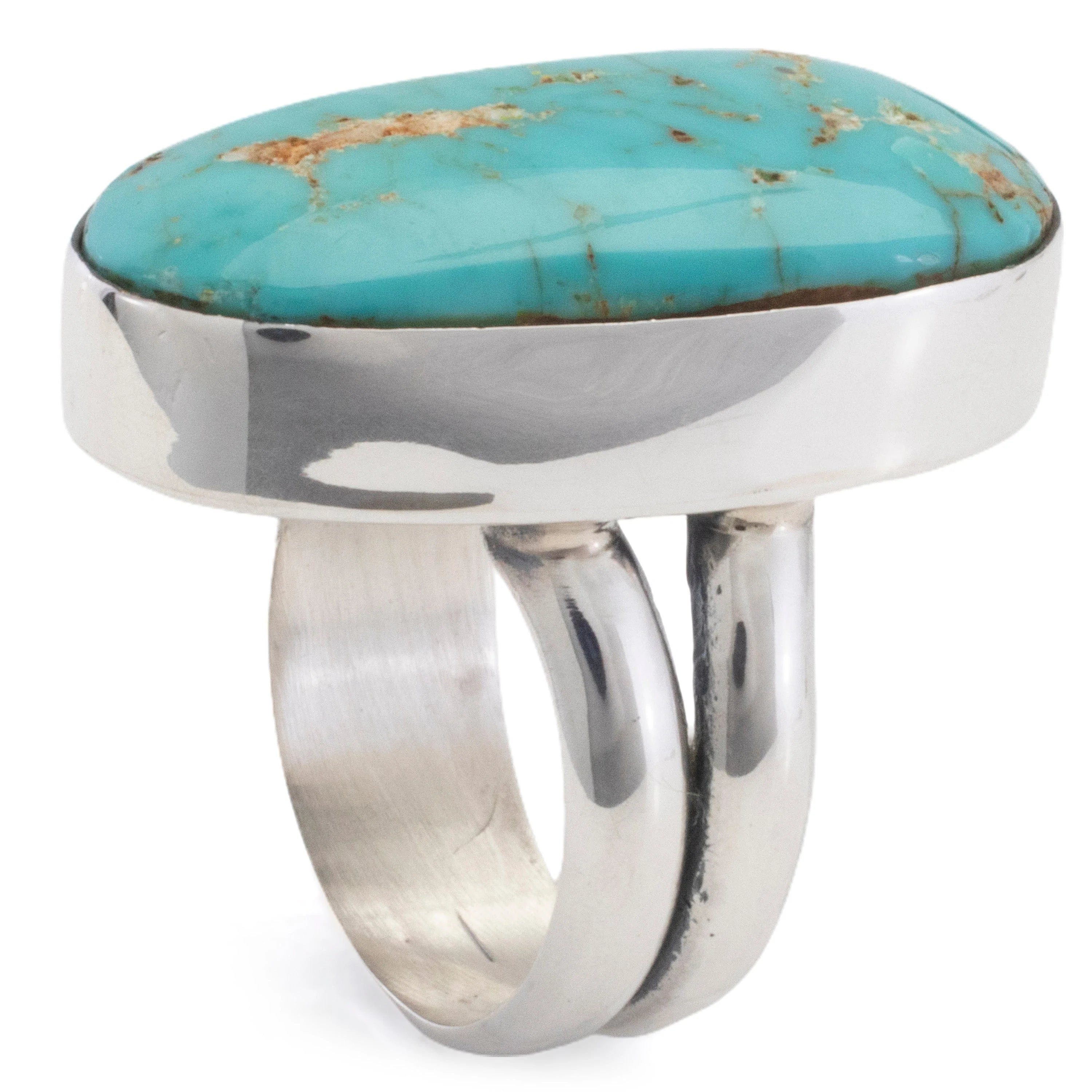 Kalifano Southwest Silver Jewelry 7 Kingman Turquoise USA Handmade 925 Sterling Silver Ring NMR450.001.7