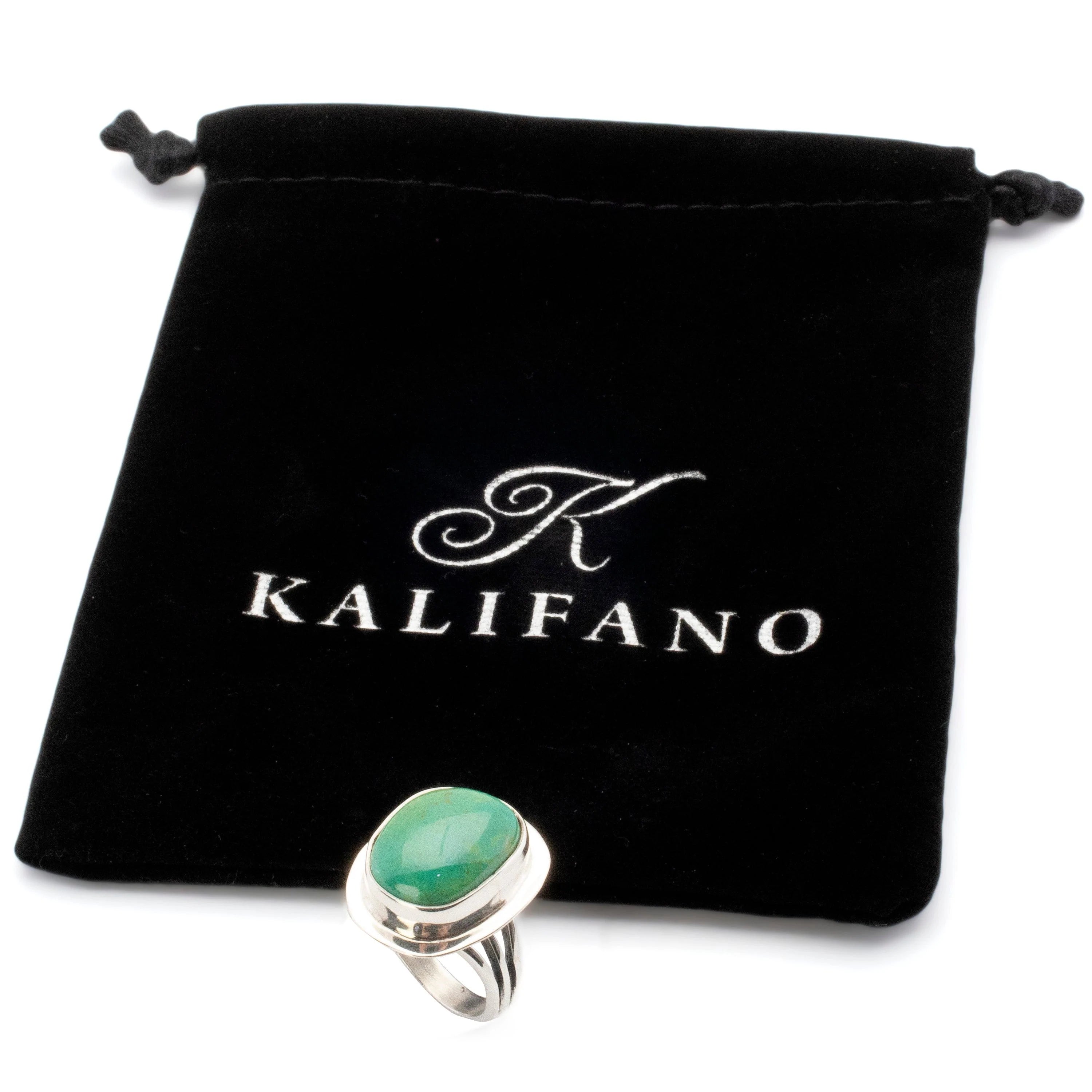 Kalifano Southwest Silver Jewelry 8 Kingman Turquoise USA Handmade 925 Sterling Silver Ring NMR300.003.8