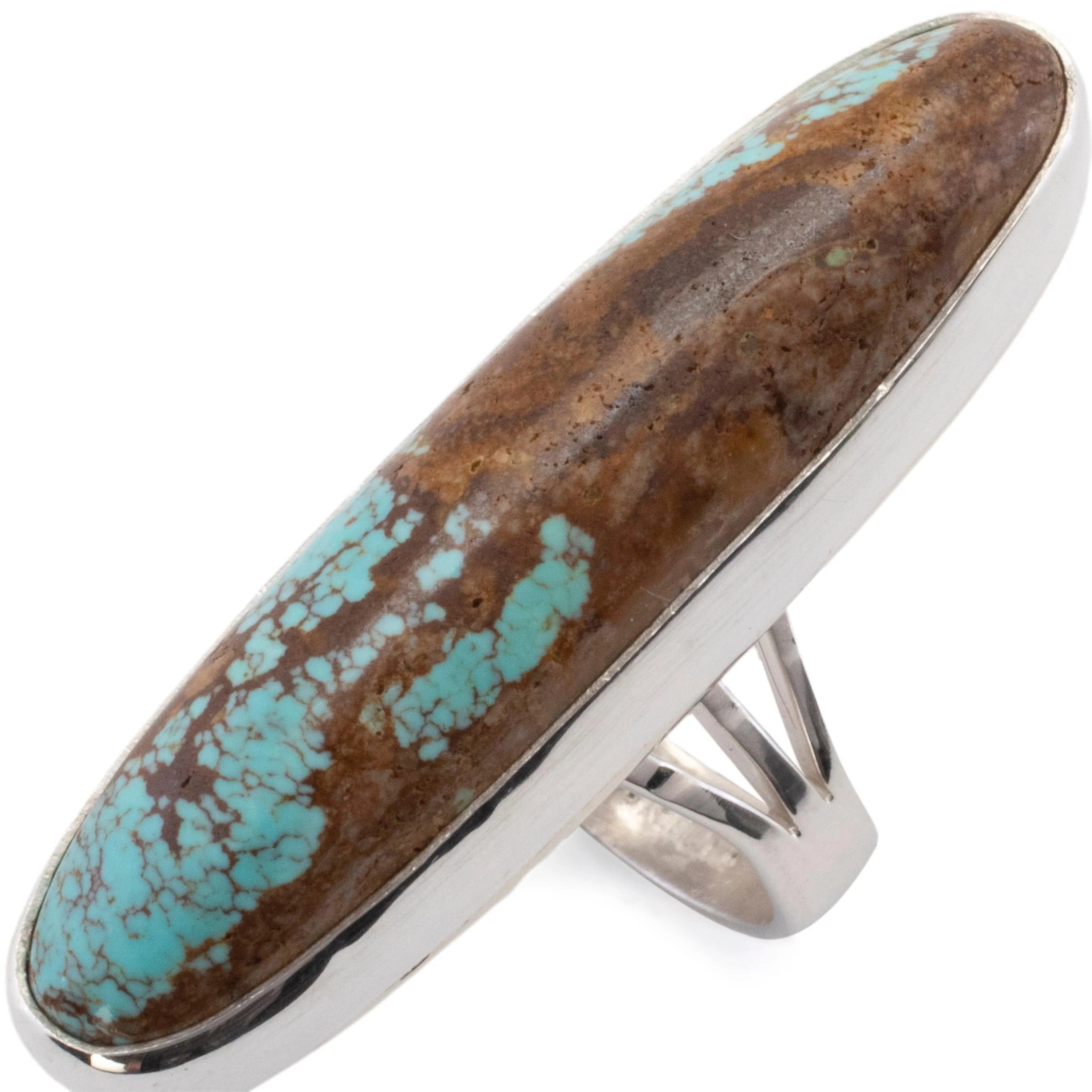 Kalifano Southwest Silver Jewelry 8 Kingman Turquoise USA Handmade 925 Sterling Silver Ring NMR500.002.8