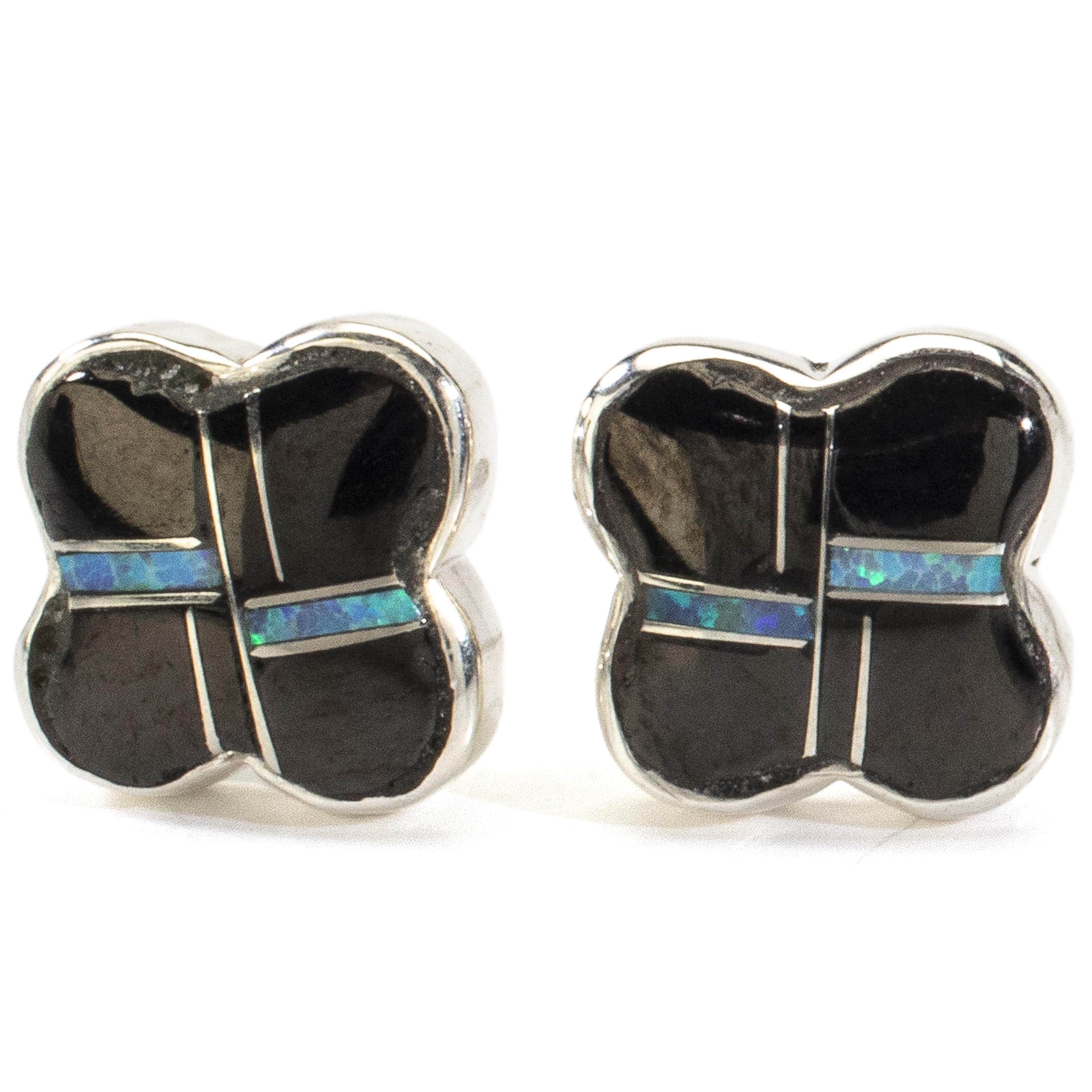 Kalifano Southwest Silver Jewelry Black Onyx Flower Handmade with Sterling Silver NME.2269.BO2