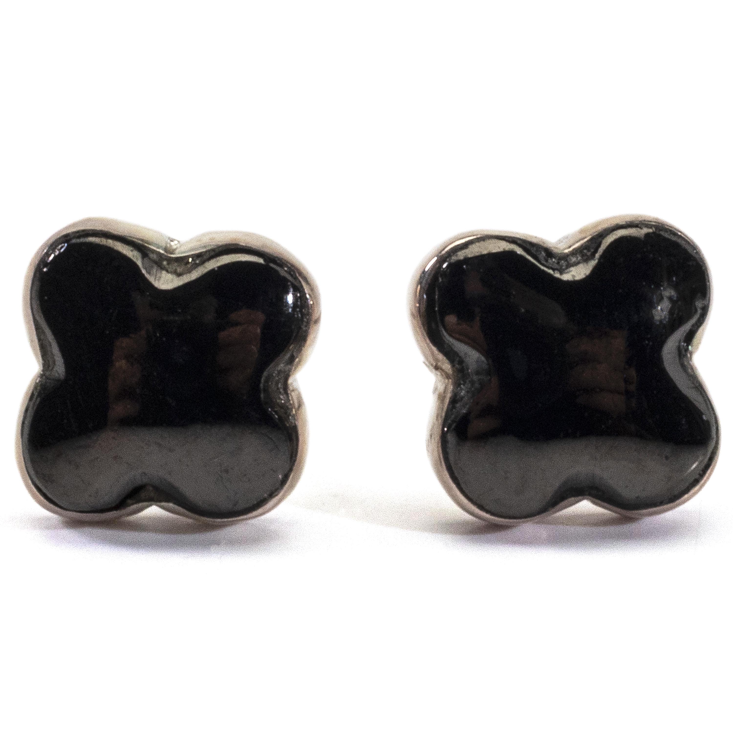 Kalifano Southwest Silver Jewelry Black Onyx Flower Handmade with Sterling Silver NME.2269.BO2