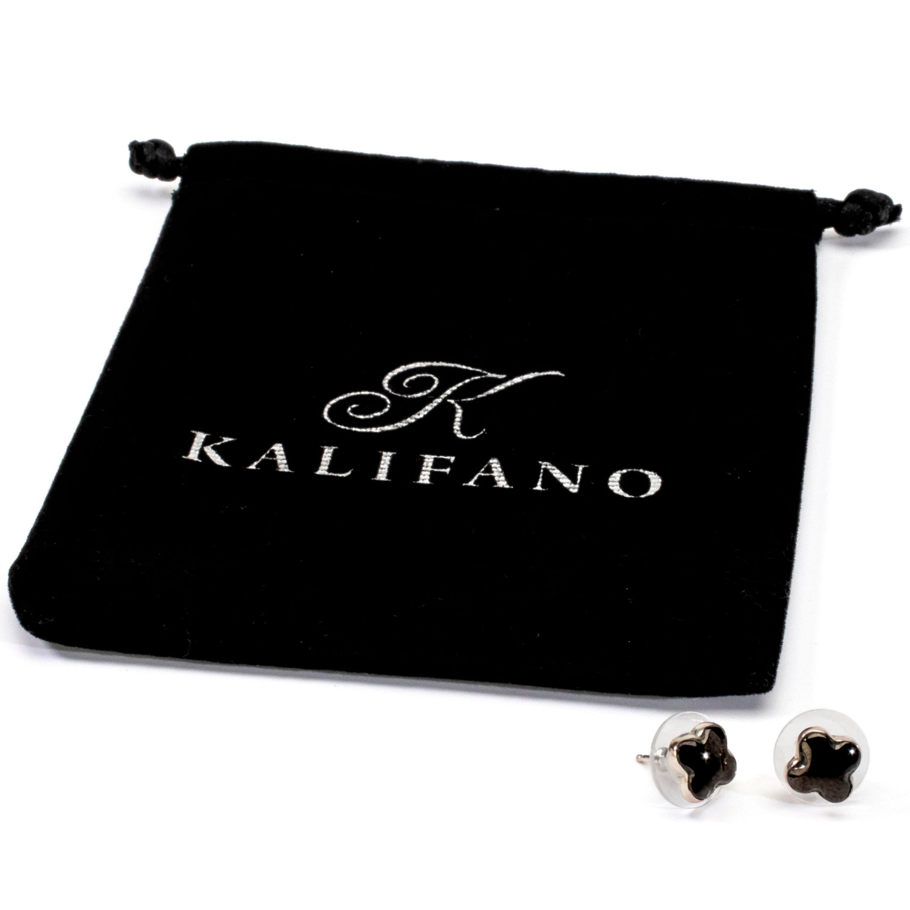 Kalifano Southwest Silver Jewelry Black Onyx Flower Handmade with Sterling Silver NME.2269.BO2