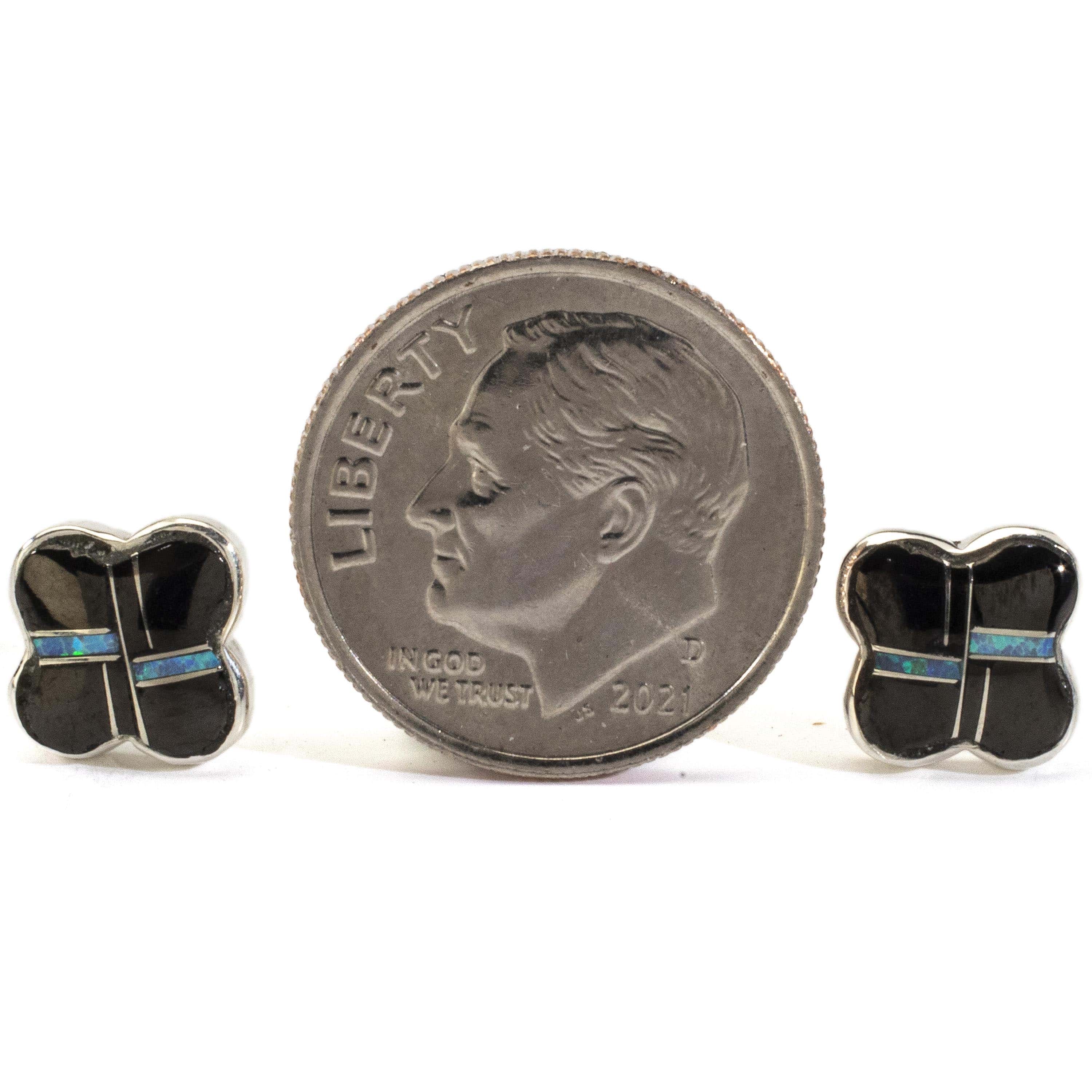 Kalifano Southwest Silver Jewelry Black Onyx Flower Handmade with Sterling Silver NME.2269.BO2