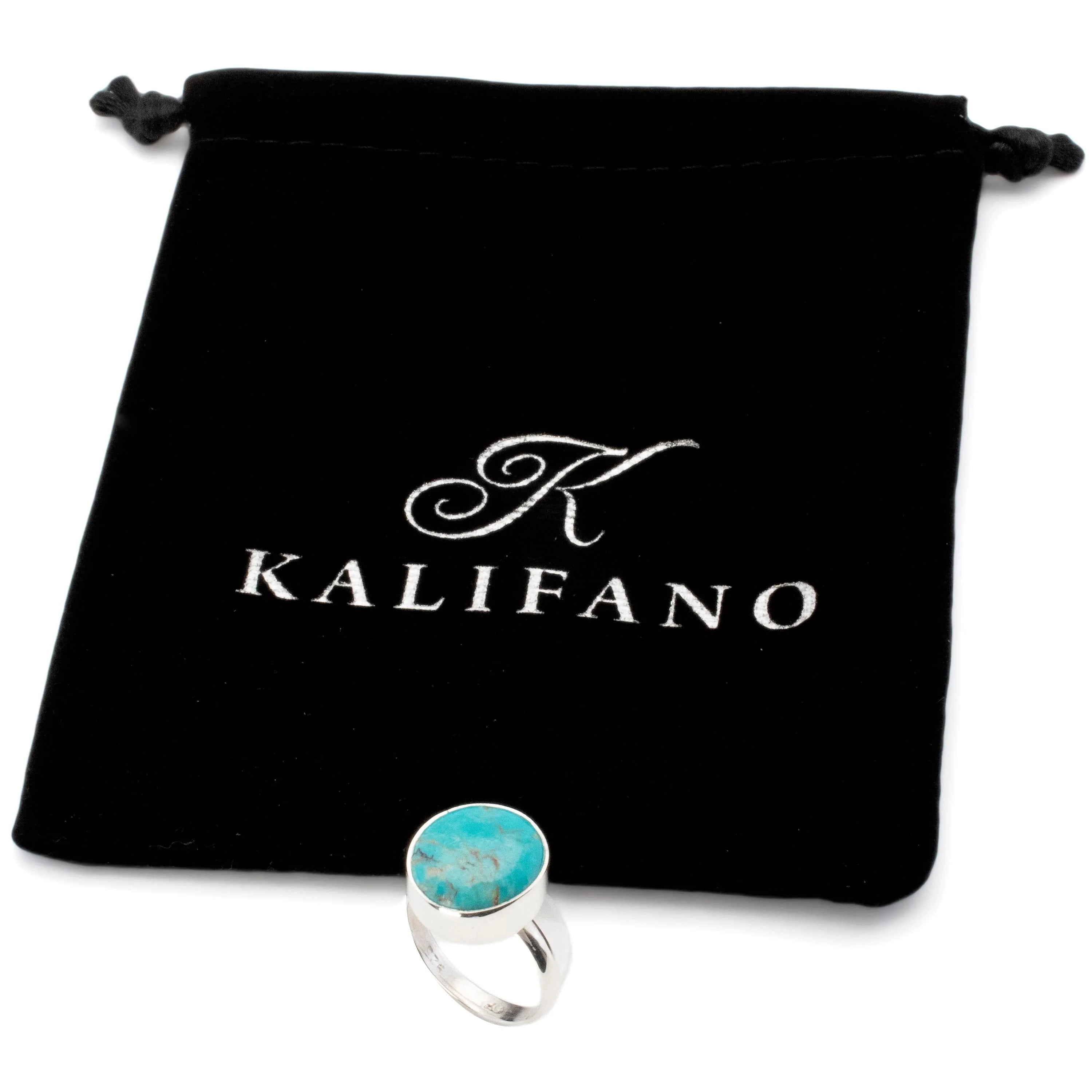 Kalifano Southwest Silver Jewelry Kingman Turquoise USA Handmade 925 Sterling Silver Ring
