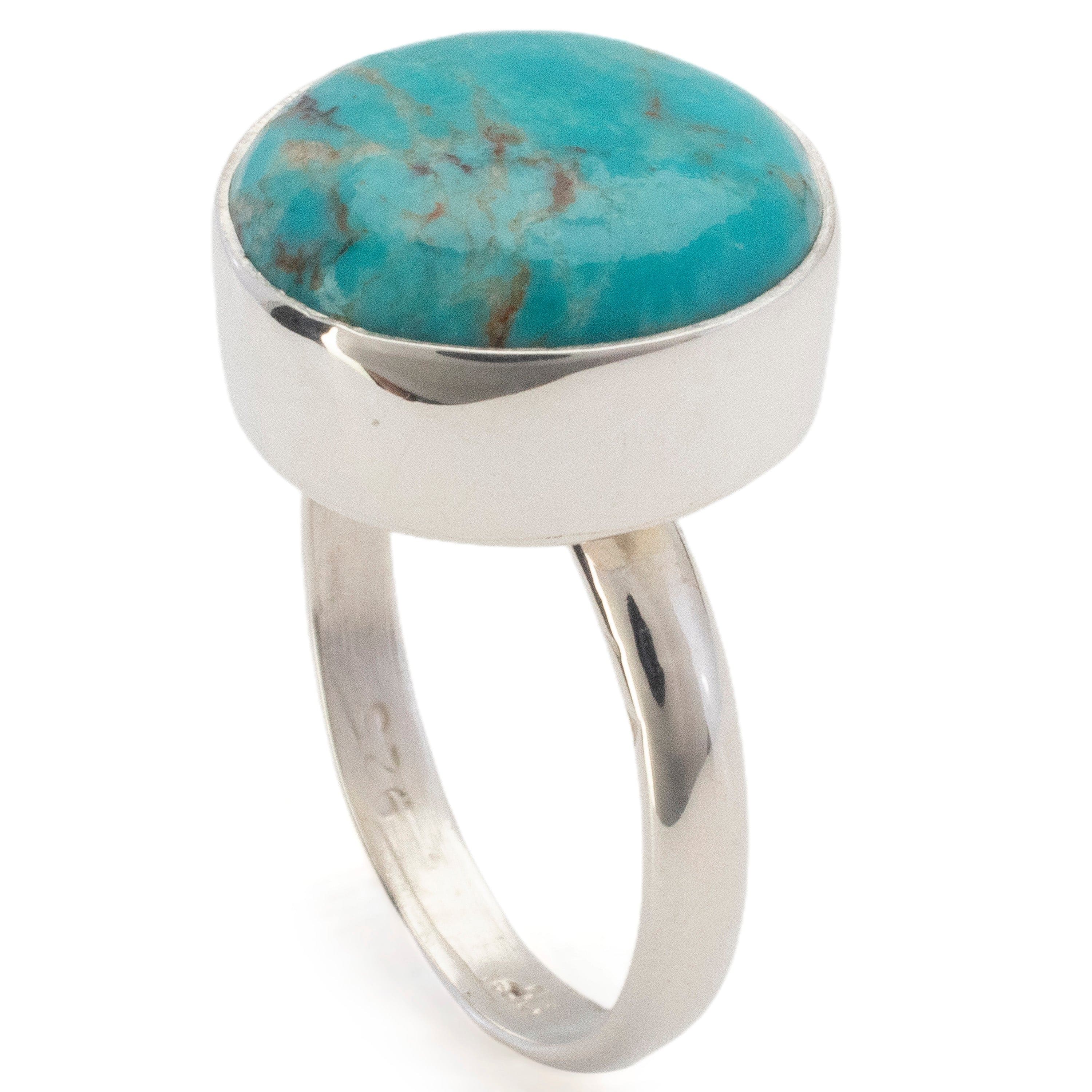 Kalifano Southwest Silver Jewelry Kingman Turquoise USA Handmade 925 Sterling Silver Ring