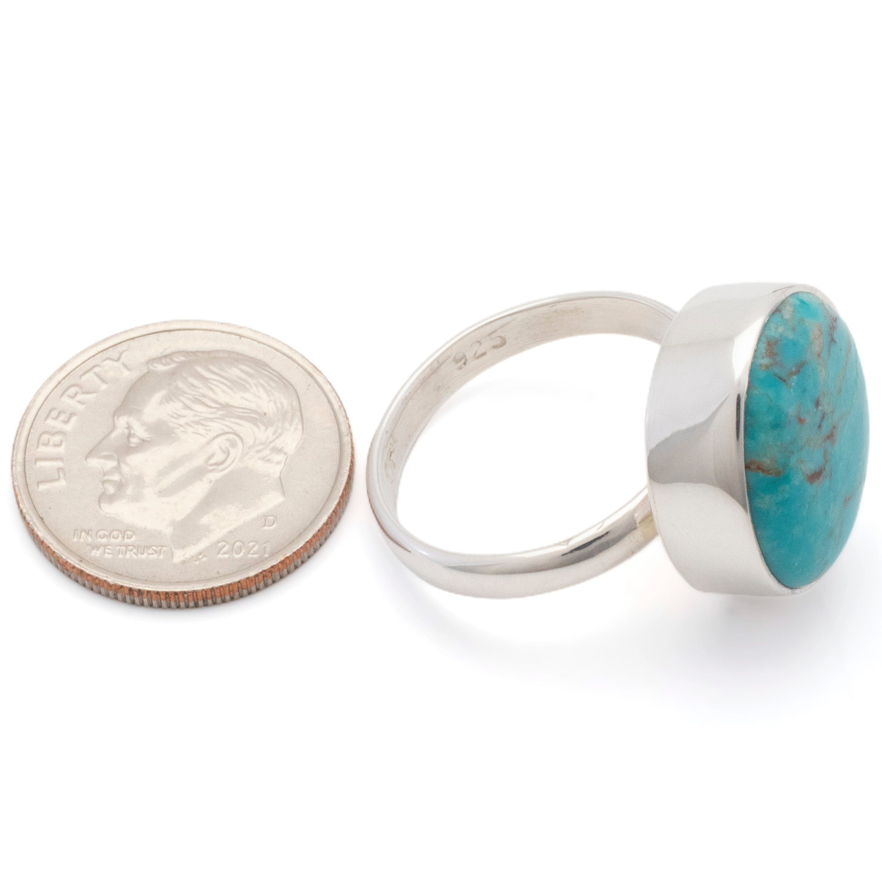 Kalifano Southwest Silver Jewelry Kingman Turquoise USA Handmade 925 Sterling Silver Ring