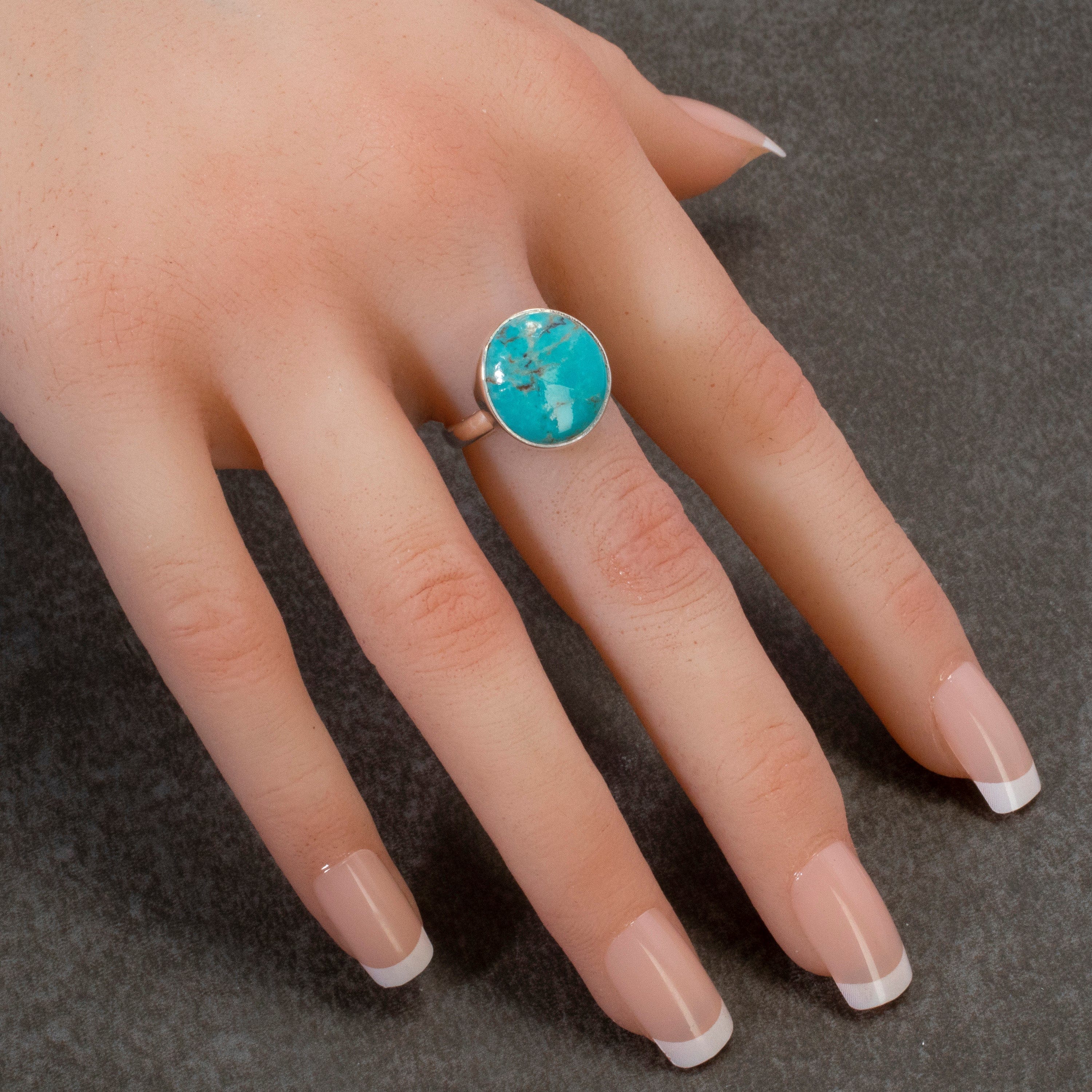 Kalifano Southwest Silver Jewelry Kingman Turquoise USA Handmade 925 Sterling Silver Ring