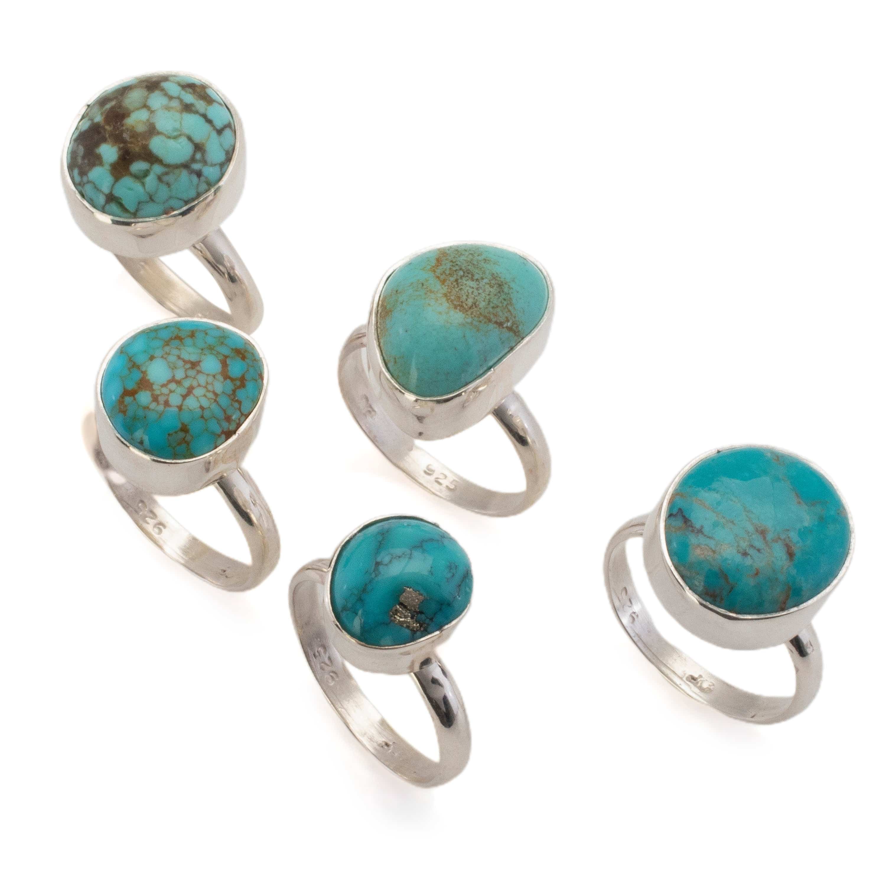 Kalifano Southwest Silver Jewelry Kingman Turquoise USA Handmade 925 Sterling Silver Ring