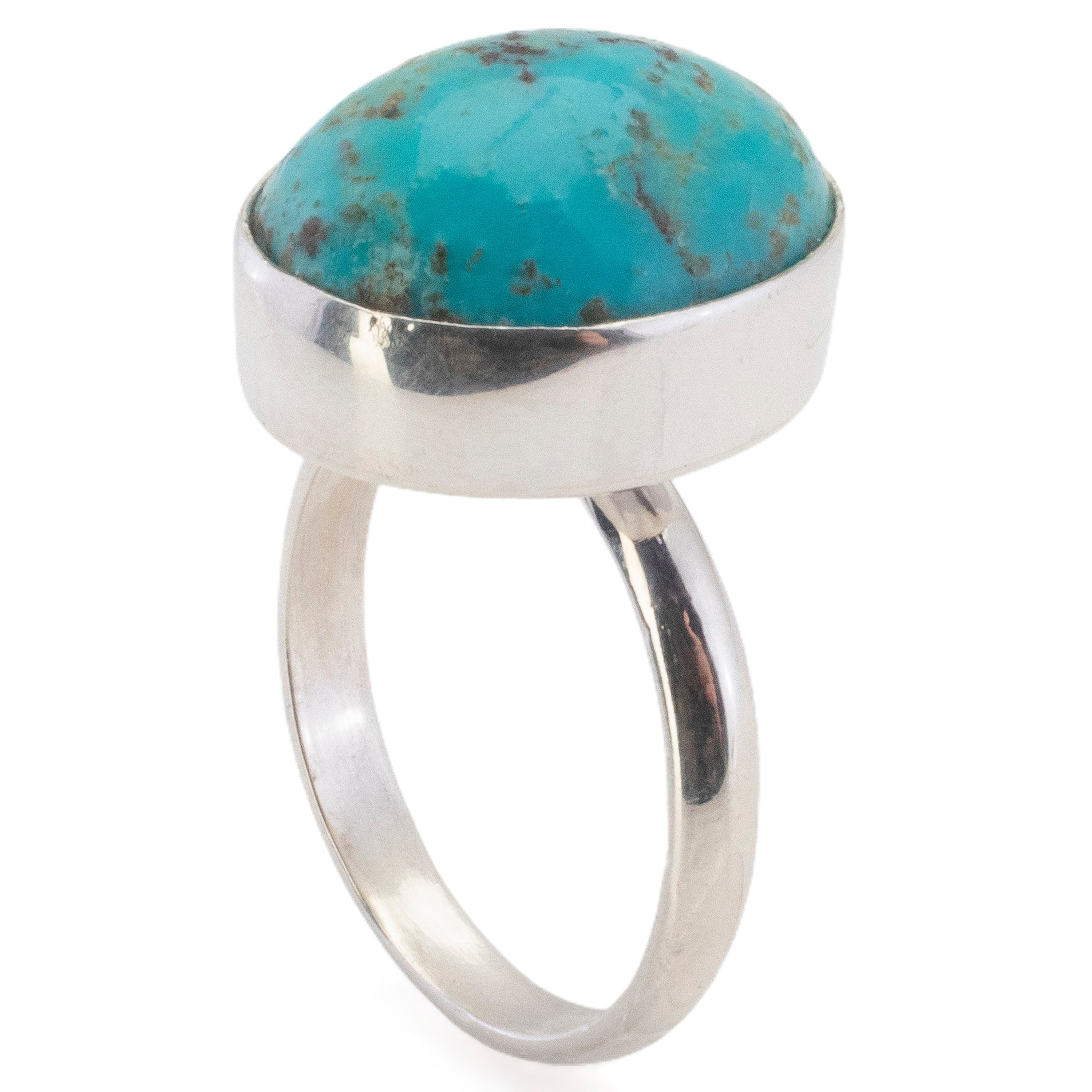 Kalifano Southwest Silver Jewelry Kingman Turquoise USA Handmade 925 Sterling Silver Ring