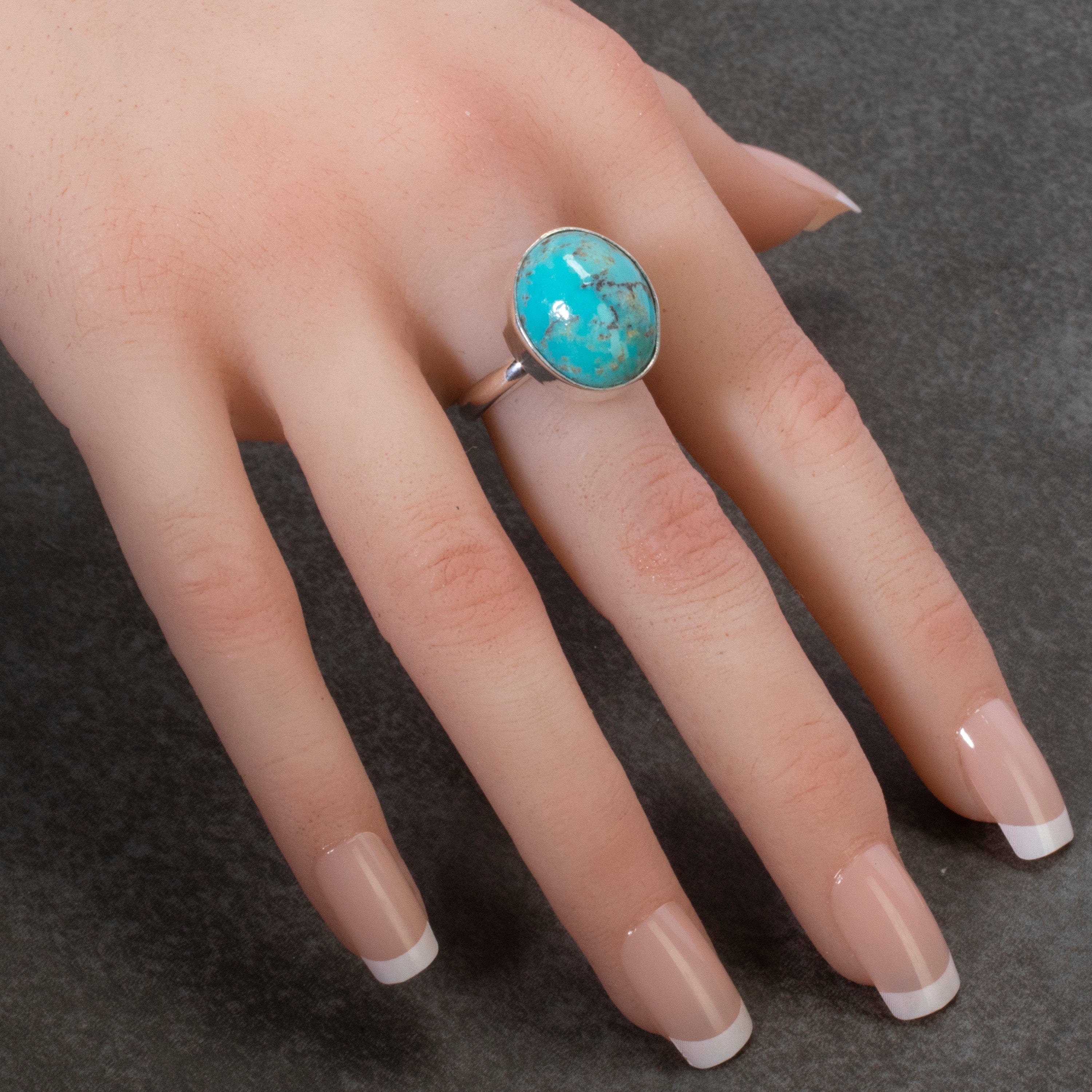 Kalifano Southwest Silver Jewelry Kingman Turquoise USA Handmade 925 Sterling Silver Ring