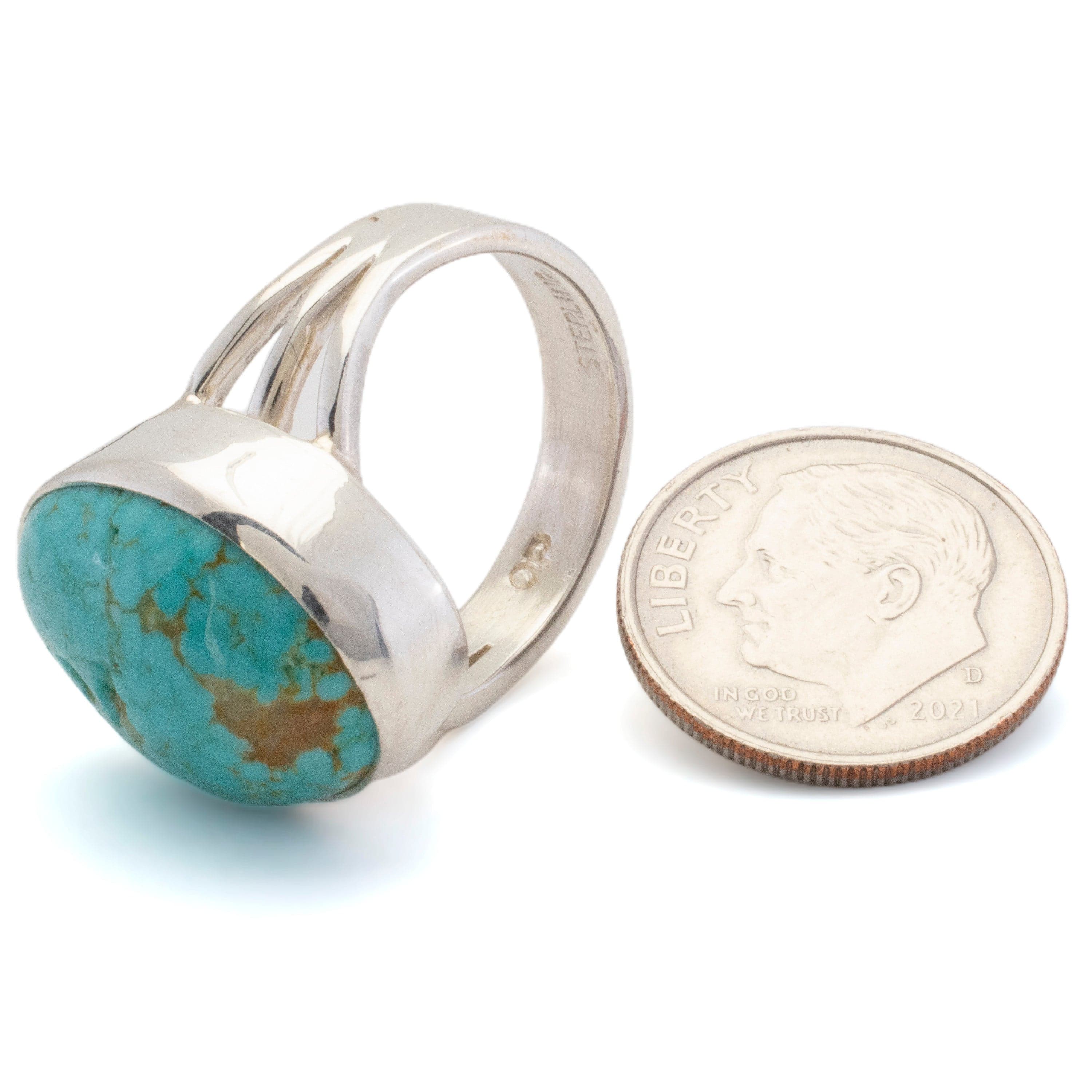 Kalifano Southwest Silver Jewelry Kingman Turquoise USA Handmade 925 Sterling Silver Ring