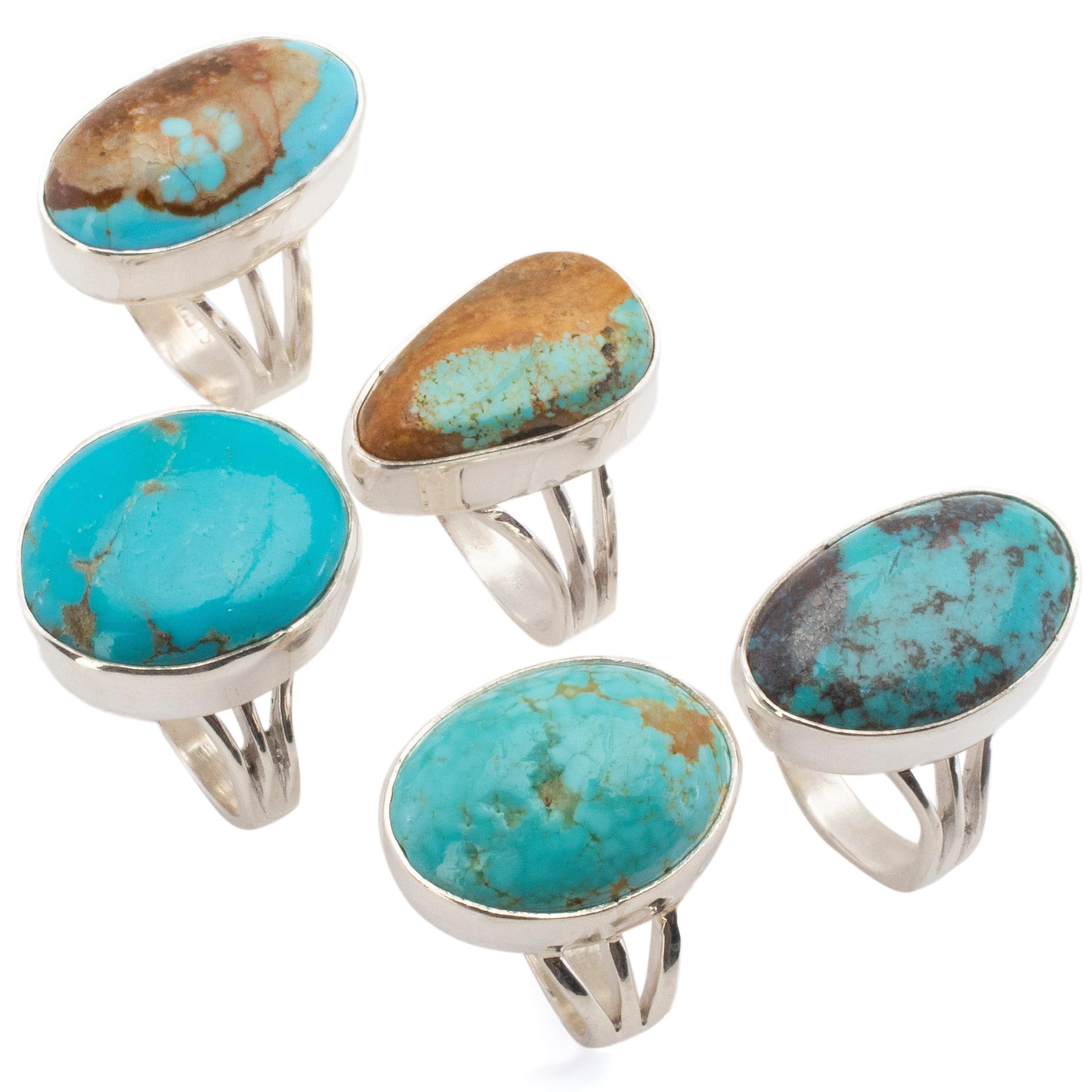 Kalifano Southwest Silver Jewelry Kingman Turquoise USA Handmade 925 Sterling Silver Ring