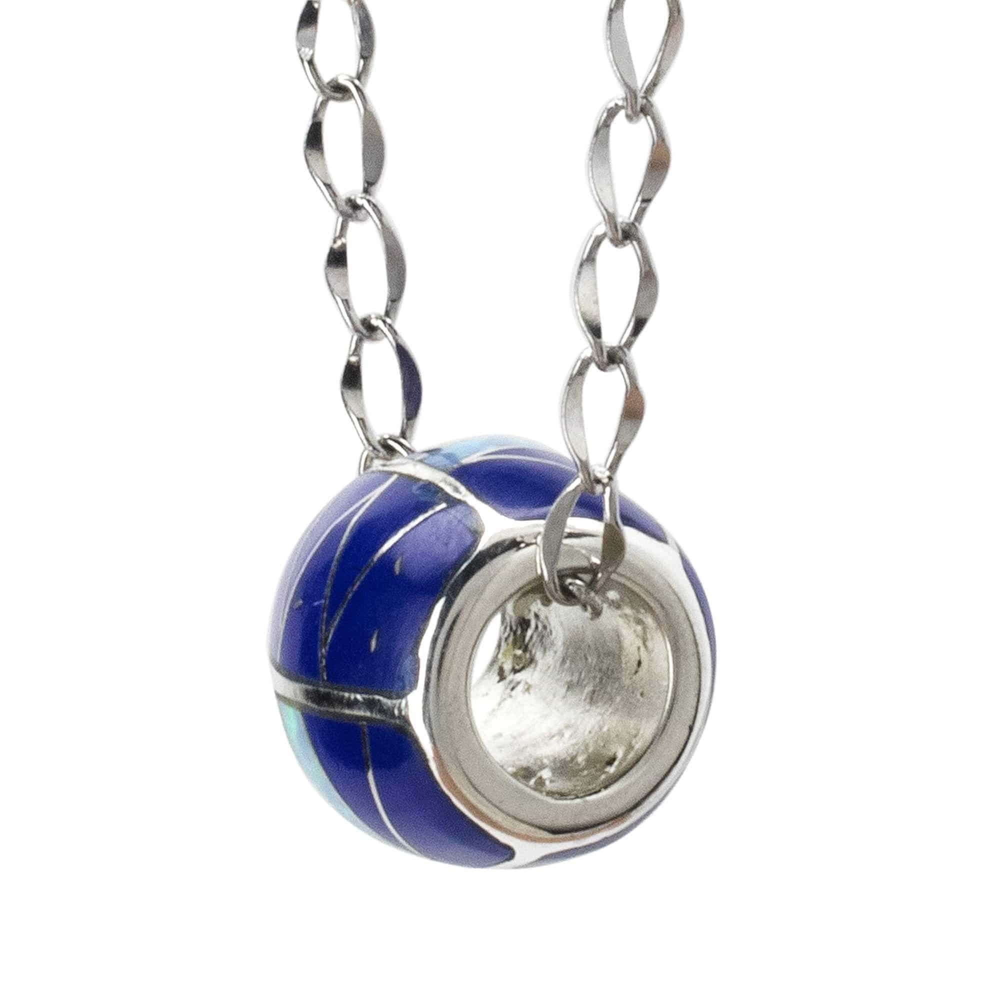 Kalifano Southwest Silver Jewelry Lapis Bead 925 Sterling Silver Pendant USA Handmade with Opal Accent NMN.0570.LP