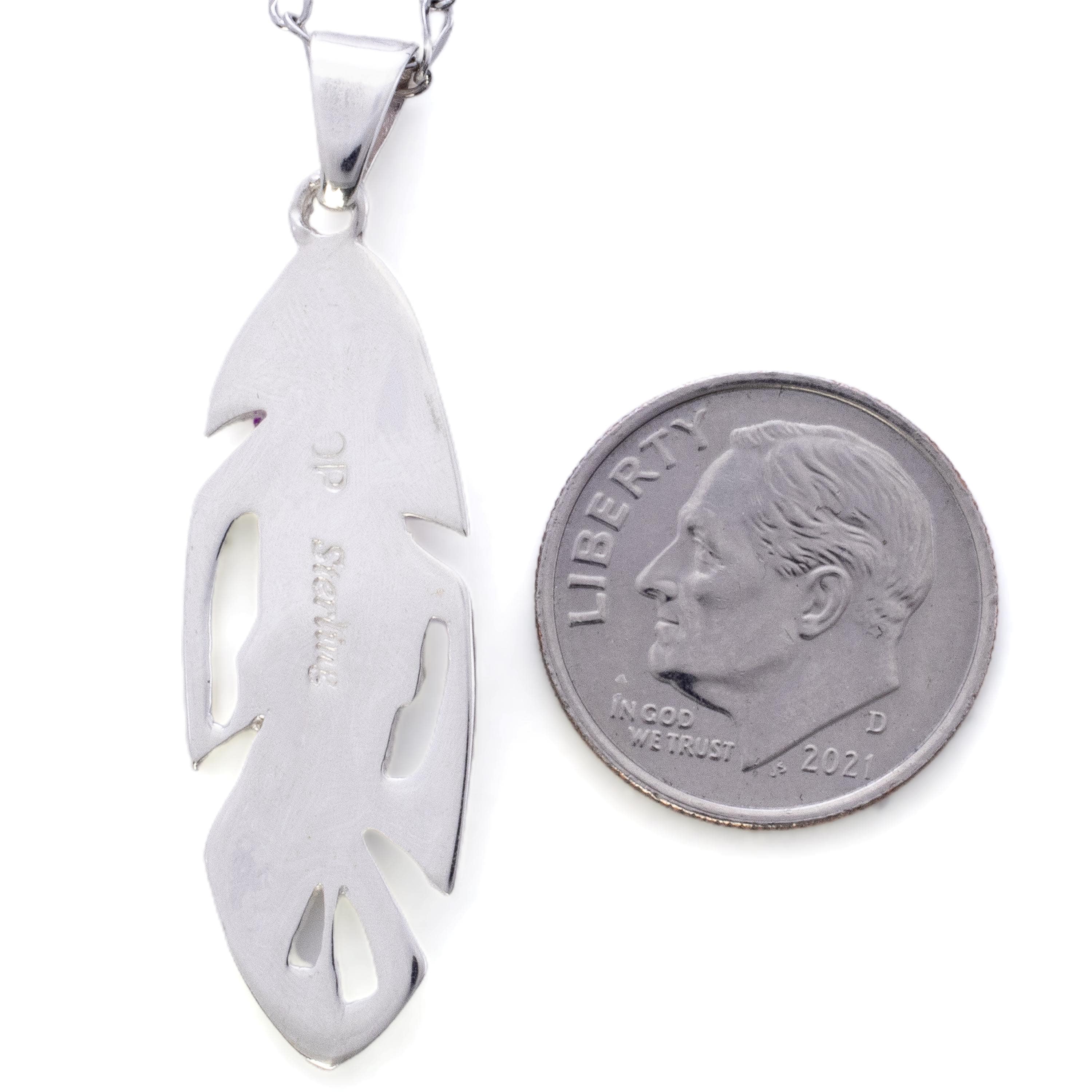 Kalifano Southwest Silver Jewelry Multi Gemstone Feather 925 Sterling Silver Pendant USA Handmade with Opal Accent NMN.2113.MT