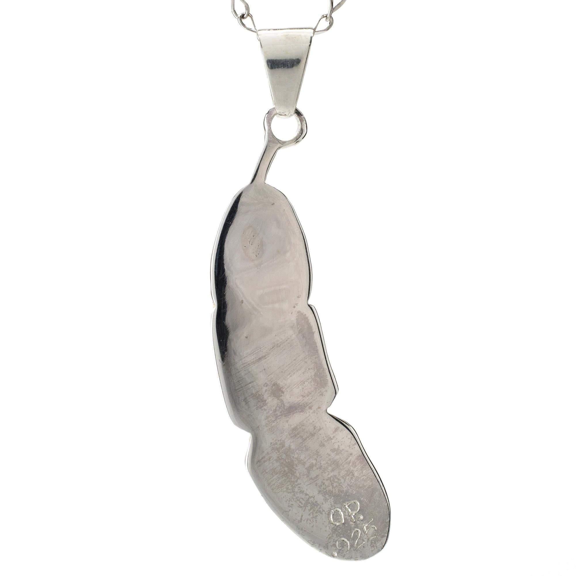 Kalifano Southwest Silver Jewelry Multi Gemstone Feather 925 Sterling Silver Pendant USA Handmade with Opal Accent NMN.2312.MT