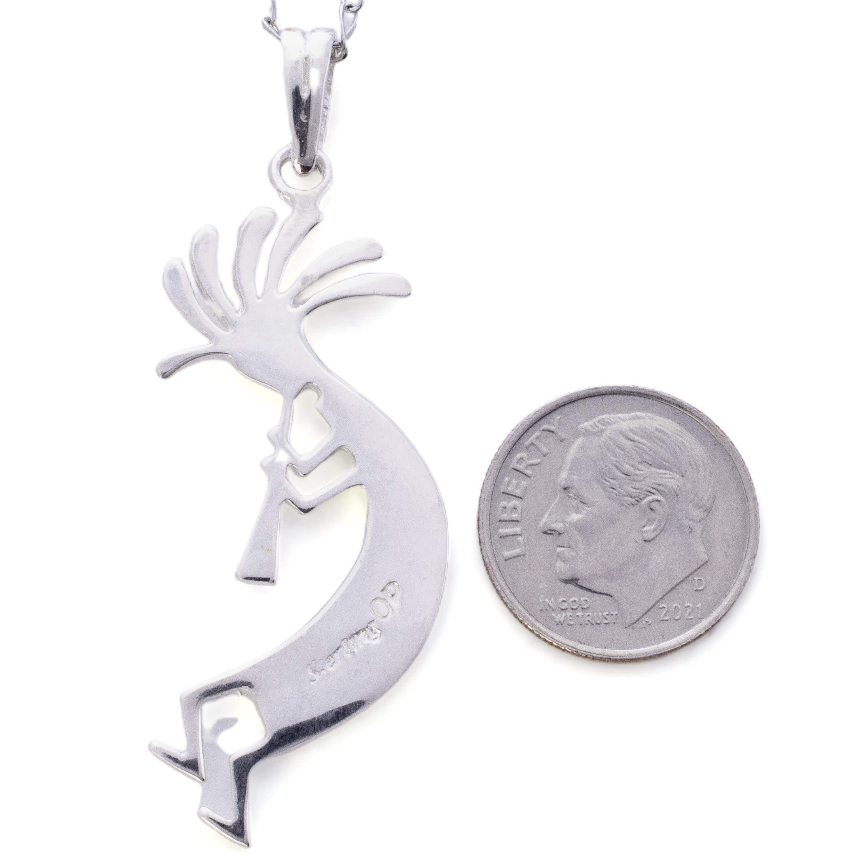 Kalifano Southwest Silver Jewelry Multi Gemstone Kokopelli 925 Sterling Silver Pendant USA Handmade with Opal Accent NMN.0441.MT