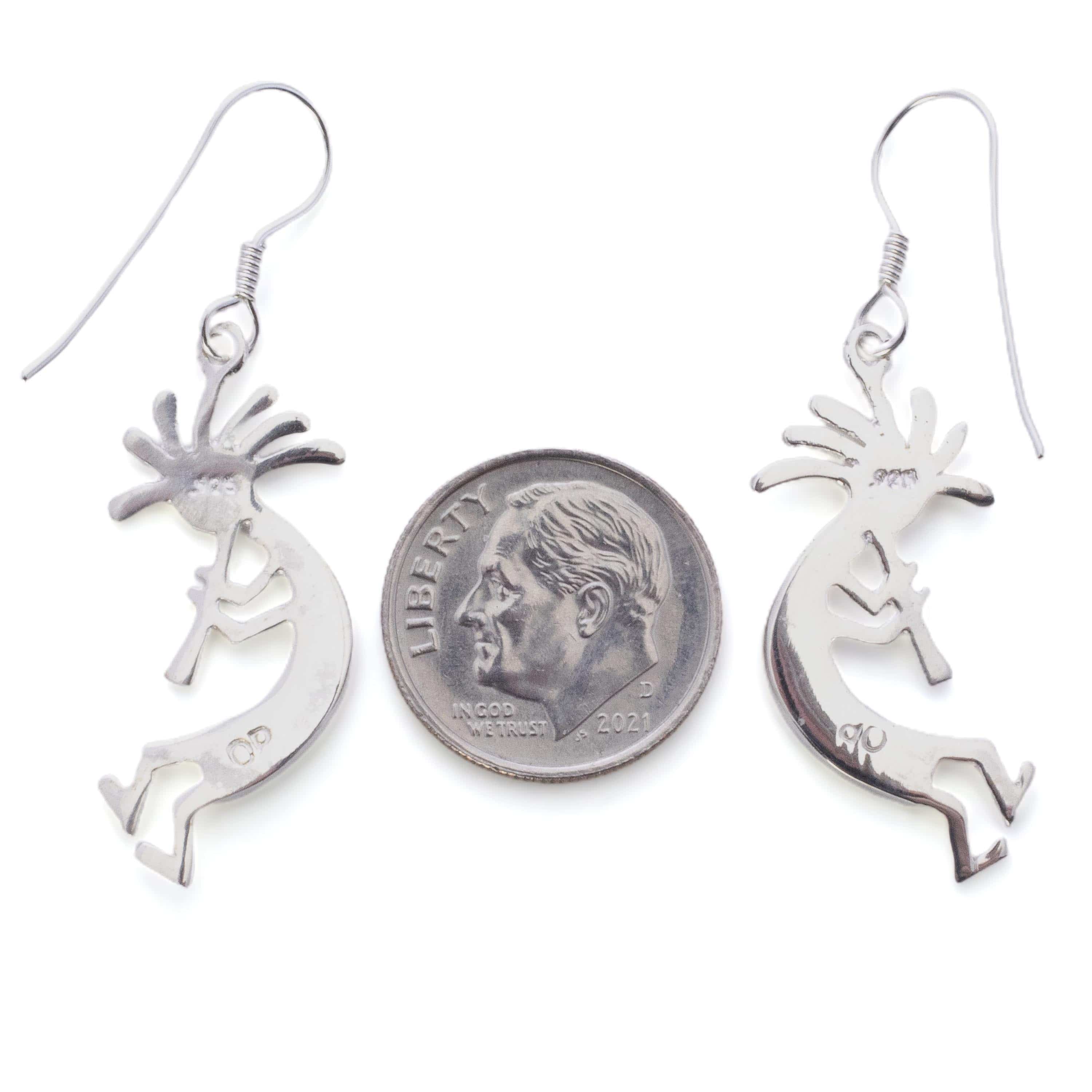 KALIFANO Southwest Silver Jewelry Multi Gemstone Kokopelli Sterling Silver Earrings with French Hook USA Handmade with Opal Accent NME.2150.MT