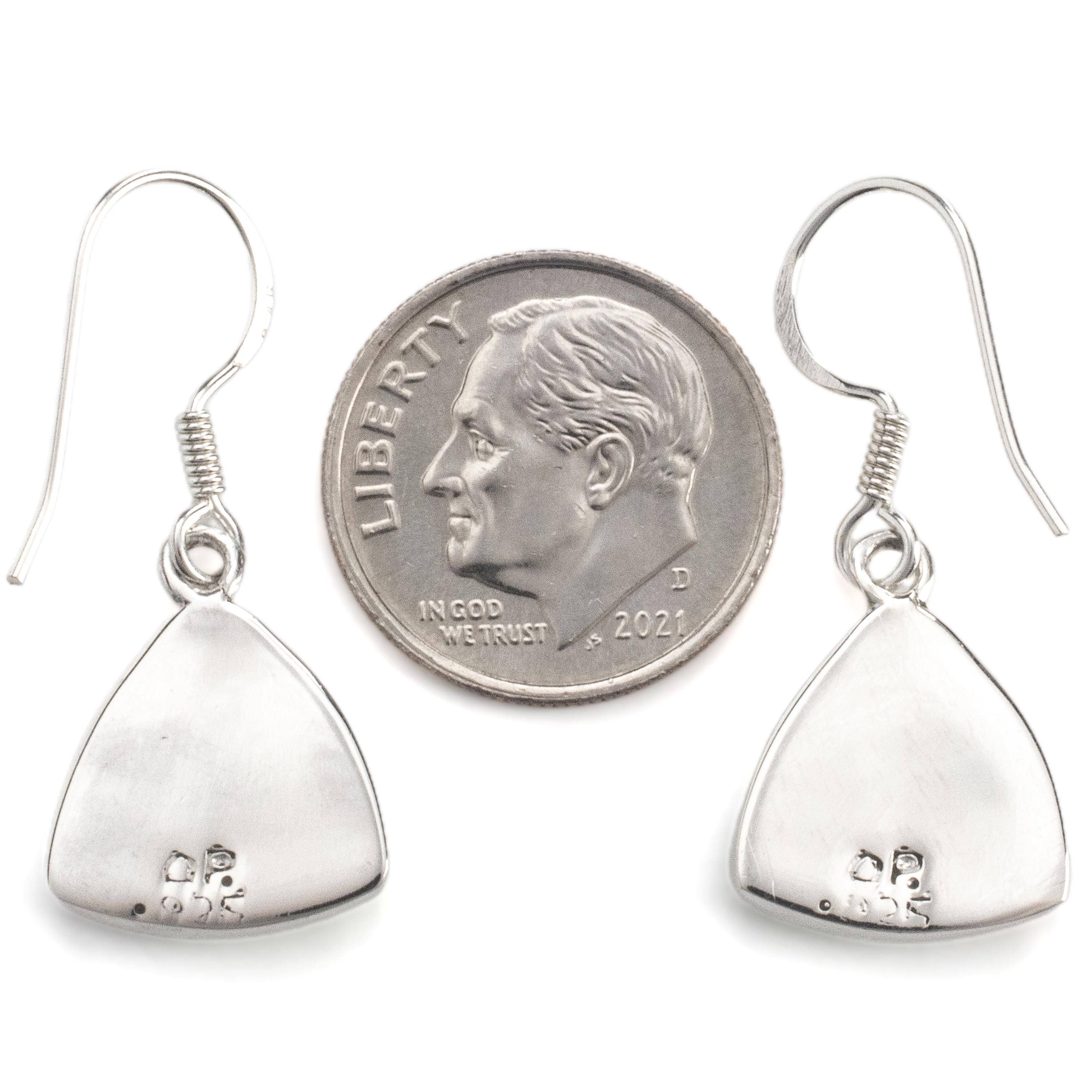 Kalifano Southwest Silver Jewelry Multi Gemstone Triangle Earrings Handmade with Sterling Silver and Opal Accent NME.2071.MT