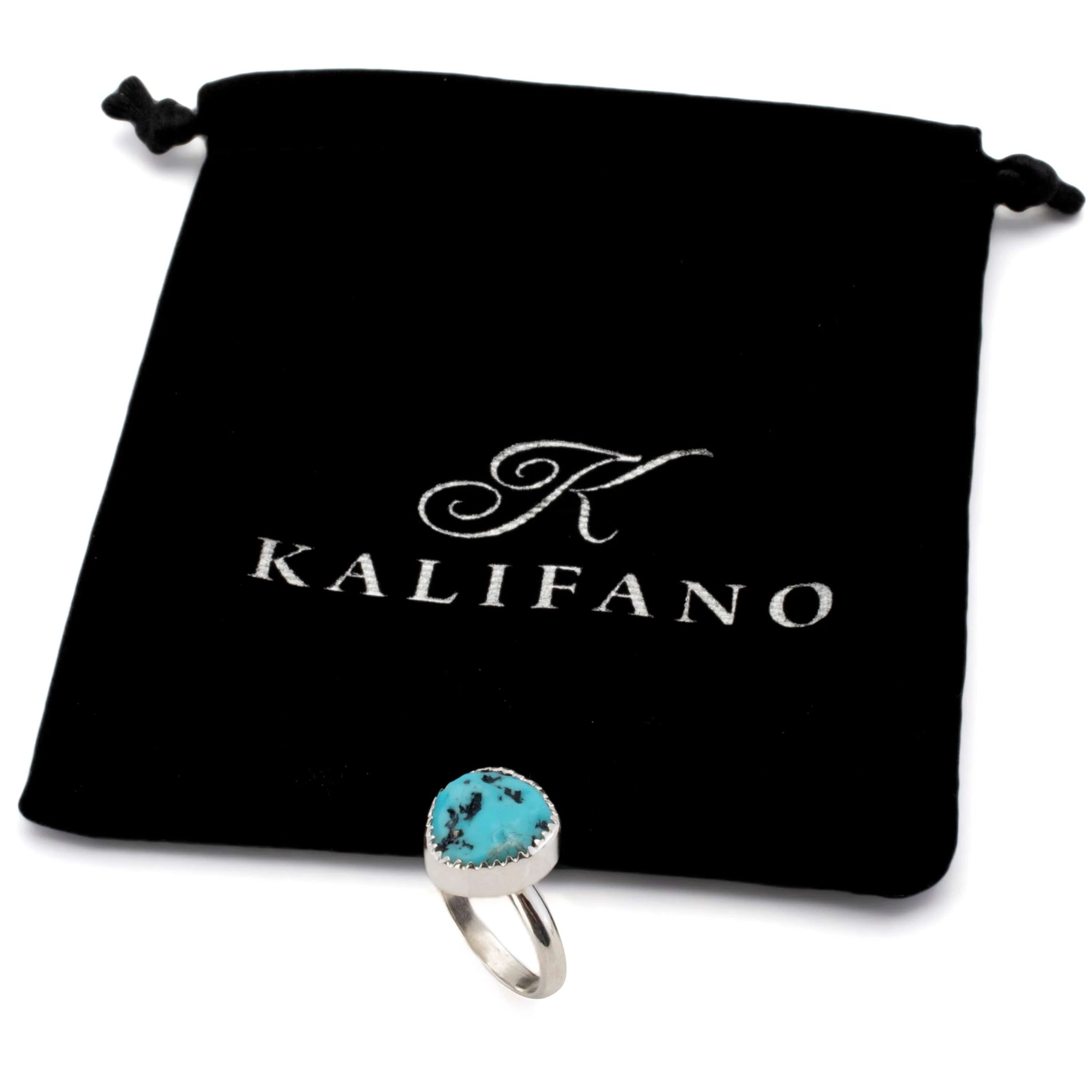 Kalifano Southwest Silver Jewelry Sleeping Beauty Turquoise USA Handmade 925 Sterling Silver Ring