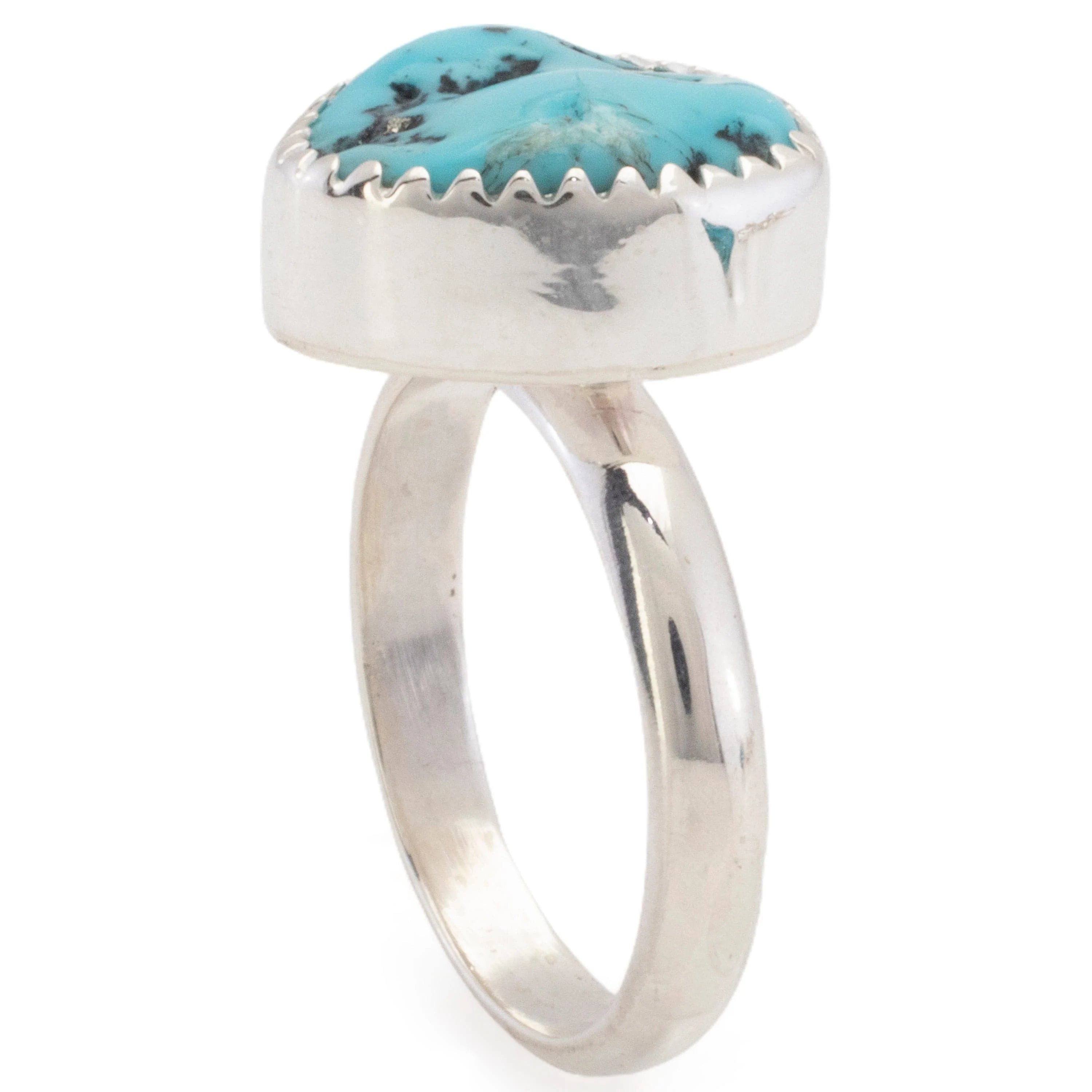 Kalifano Southwest Silver Jewelry Sleeping Beauty Turquoise USA Handmade 925 Sterling Silver Ring