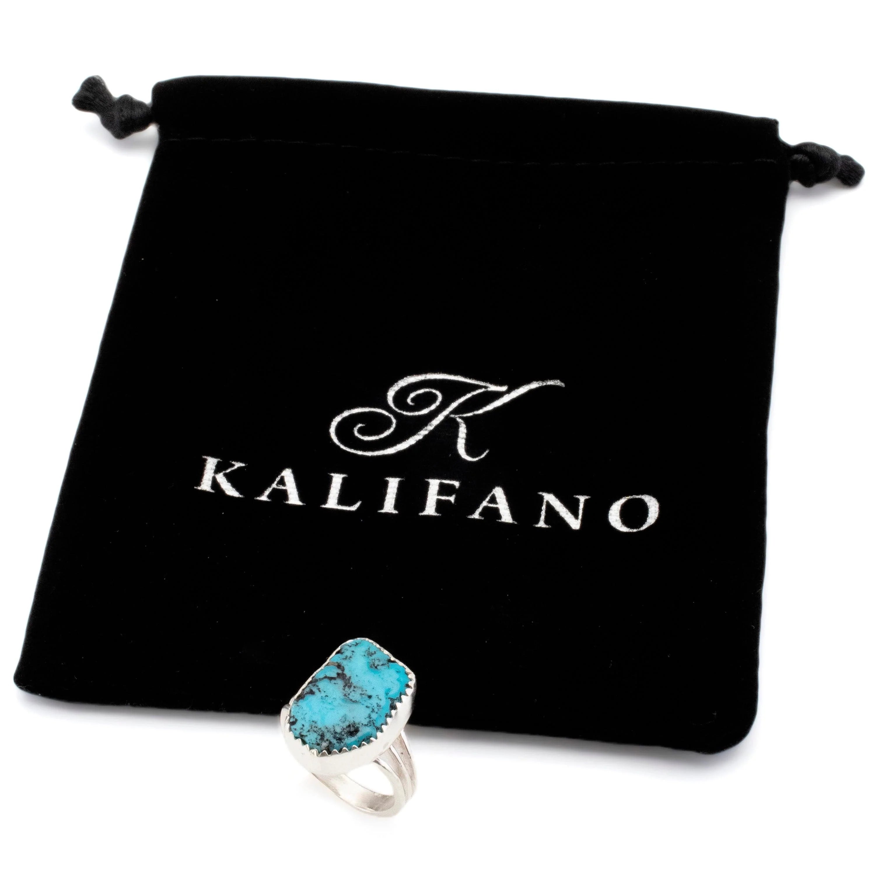 Kalifano Southwest Silver Jewelry Sleeping Beauty Turquoise USA Handmade 925 Sterling Silver Ring