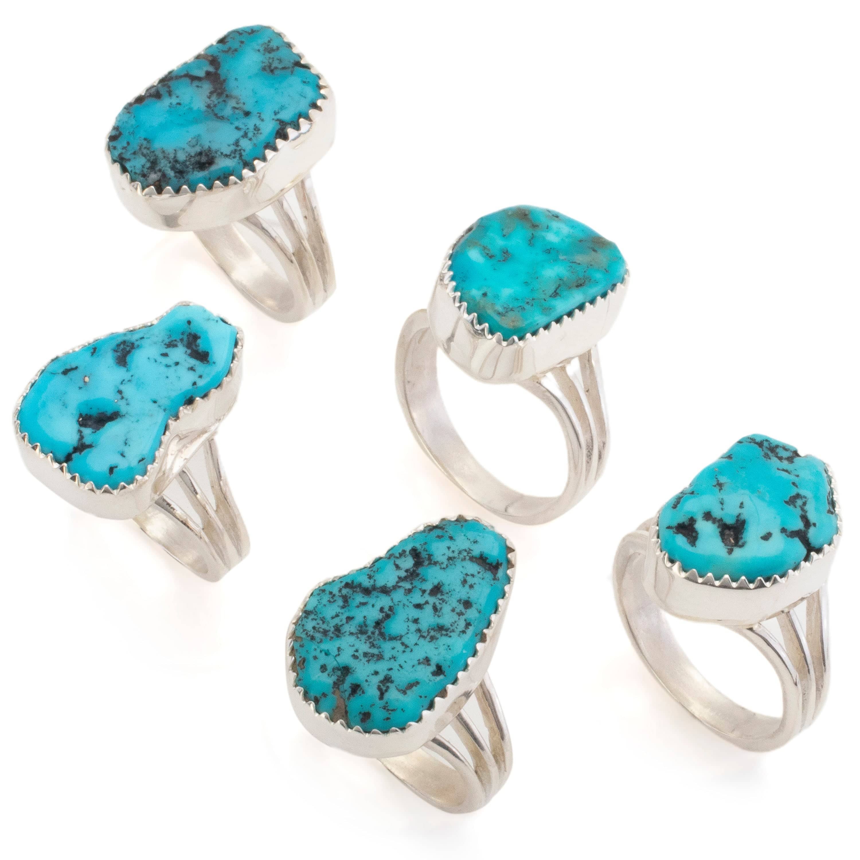 Kalifano Southwest Silver Jewelry Sleeping Beauty Turquoise USA Handmade 925 Sterling Silver Ring