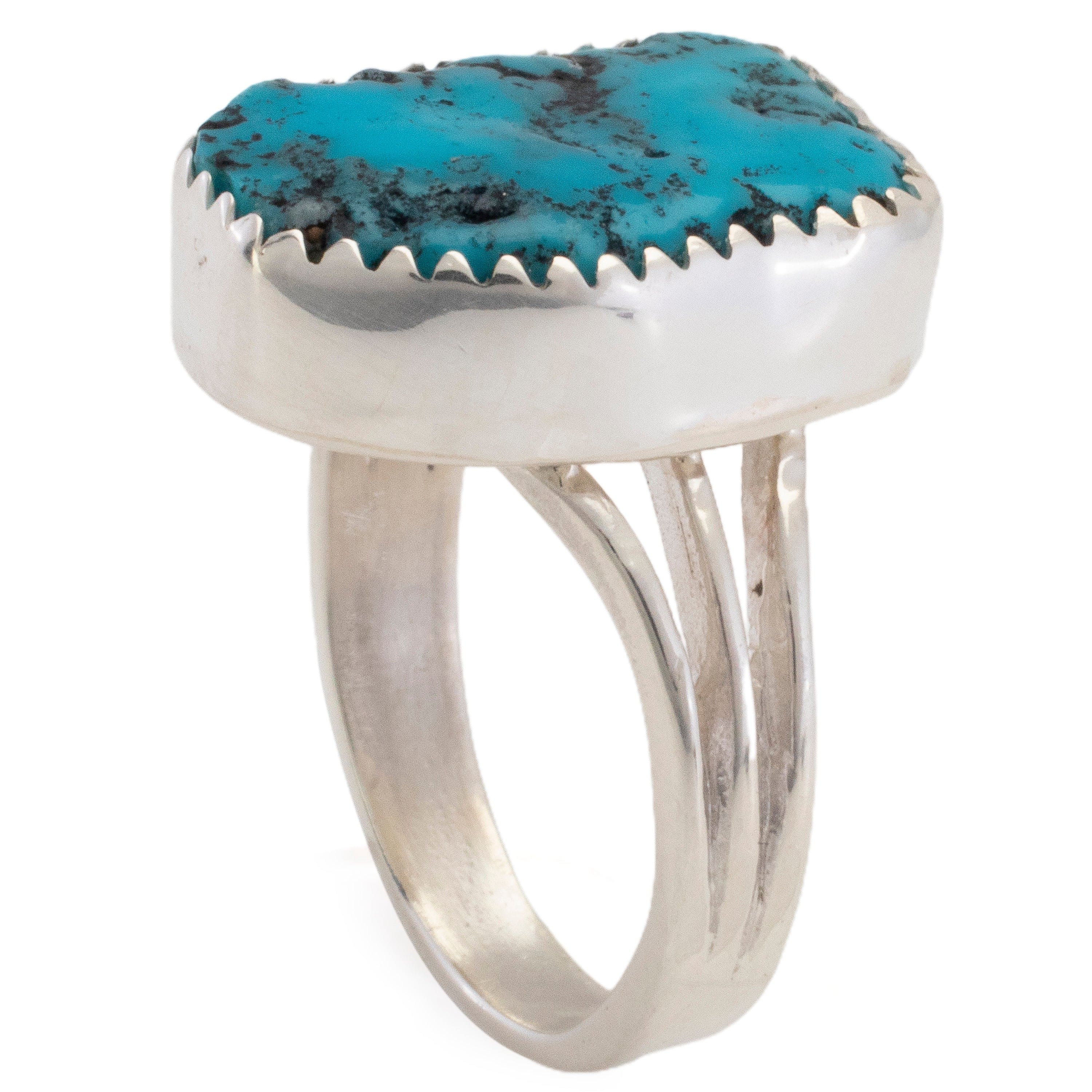 Kalifano Southwest Silver Jewelry Sleeping Beauty Turquoise USA Handmade 925 Sterling Silver Ring