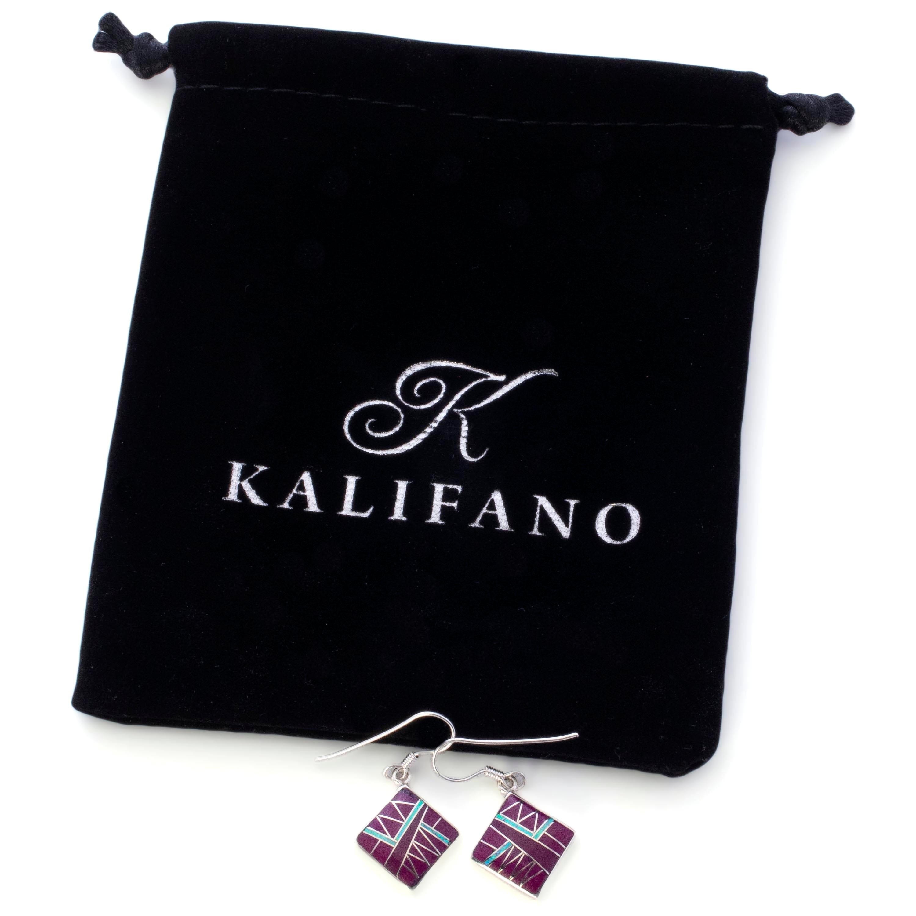 KALIFANO Southwest Silver Jewelry Sugilite Dangle Sterling Silver Earrings with French Hook USA Handmade with Opal Accent NME.2016.SG